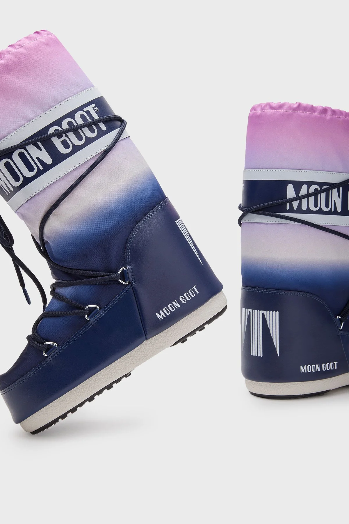 Moon Boot Logolu Bağcıklı Su İtici Renk Bloklu Kadın Kar Botu 80D1402920 F003 MAVİ-SİYAH - 3