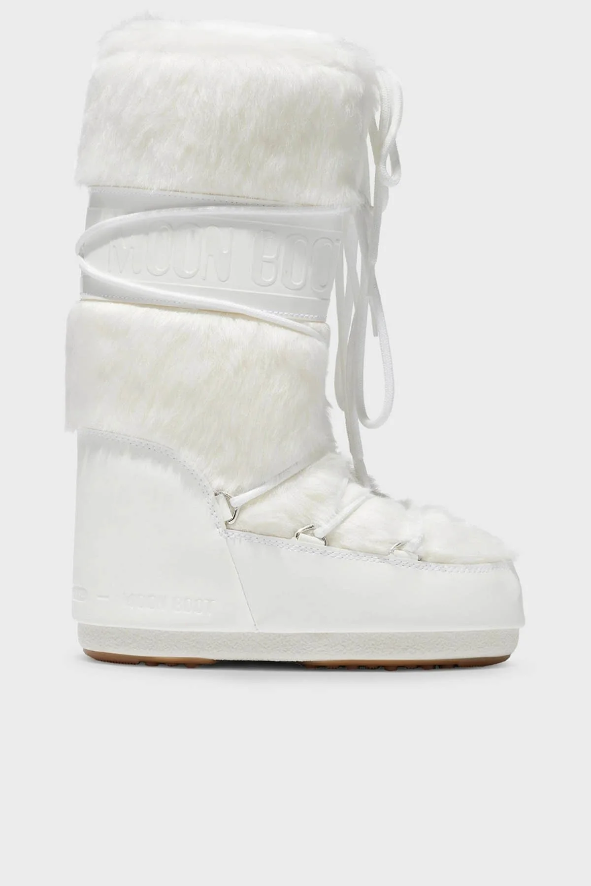 Moon Boot Logolu Bağcıklı Su İtici Yumuşak Tüylü Bayan Kar Botu 80D1408900 A002 BEYAZ - 1