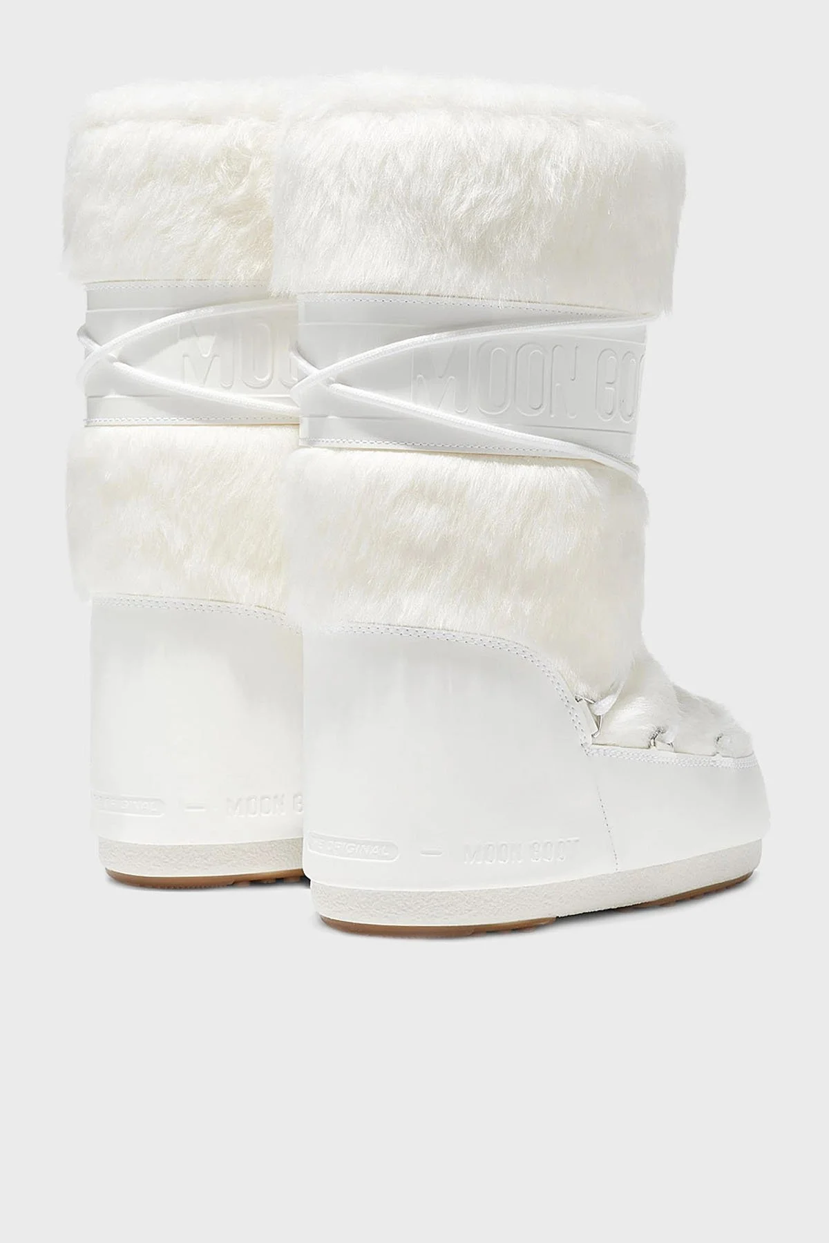 Moon Boot Logolu Bağcıklı Su İtici Yumuşak Tüylü Bayan Kar Botu 80D1408900 A002 BEYAZ - 2