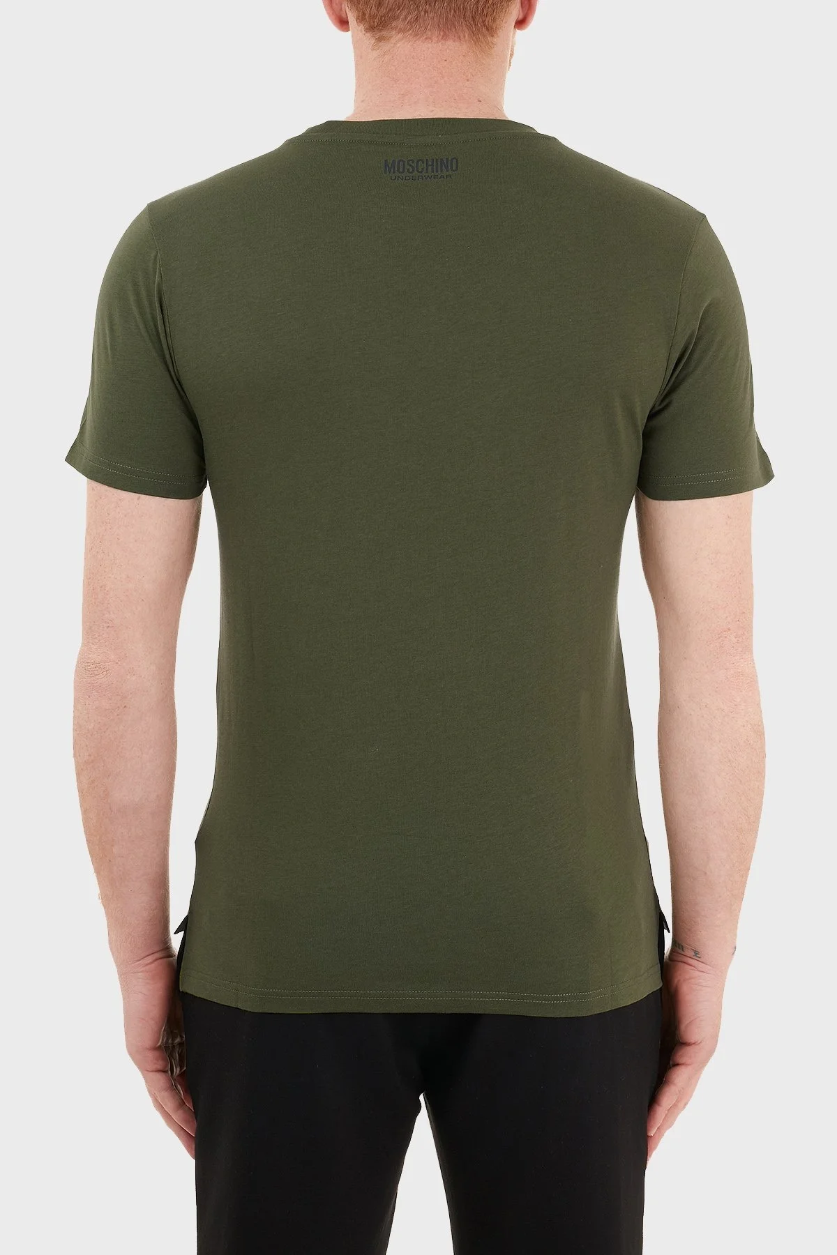 Moschino Logo Bantlı Slim Fit Bisiklet Yaka % 100 Pamuk Erkek T Shirt A1916 8101 0430 HAKİ - 2