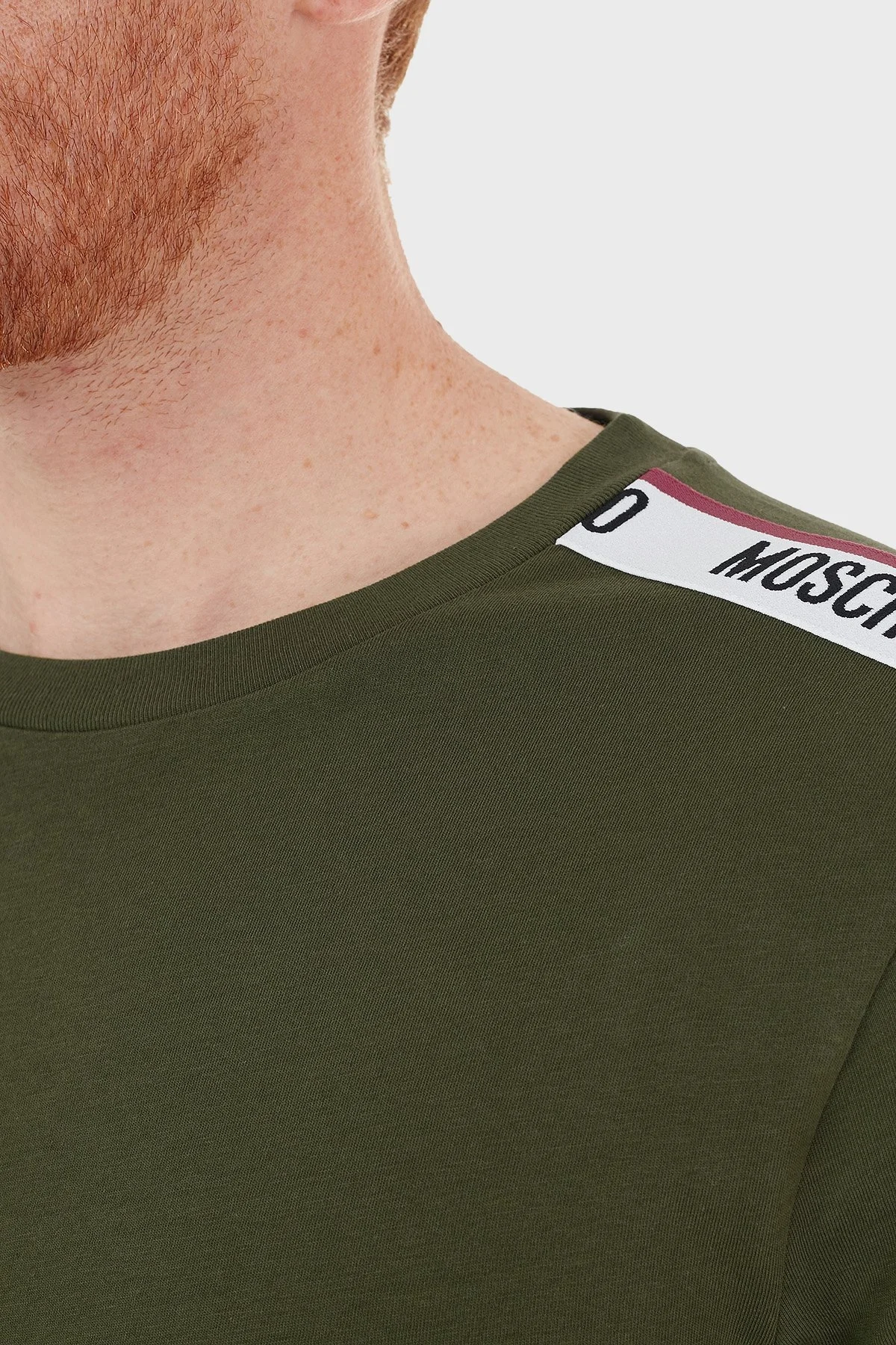 Moschino Logo Bantlı Slim Fit Bisiklet Yaka % 100 Pamuk Erkek T Shirt A1916 8101 0430 HAKİ - 6