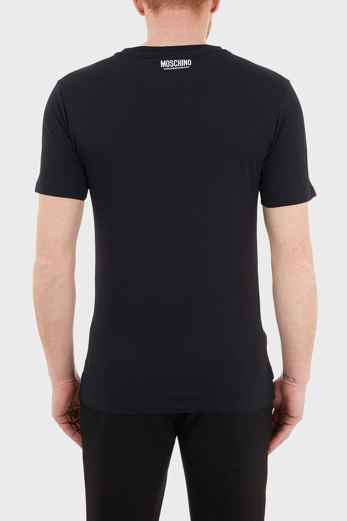 Moschino Logo Bantlı Slim Fit Bisiklet Yaka % 100 Pamuk Erkek T Shirt A1916 8101 0555 SİYAH - 2