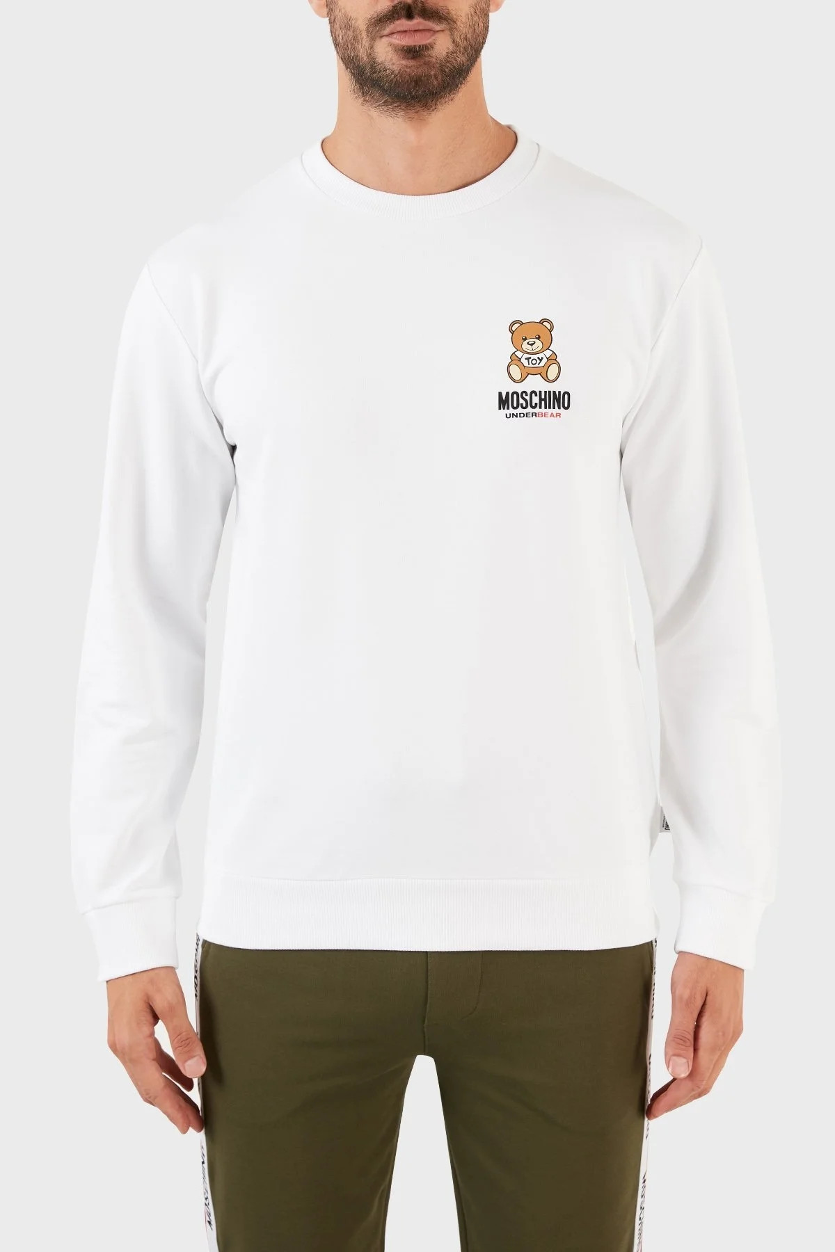 Moschino Logolu Regular Fit Bisiklet Yaka Pamuklu Erkek Sweat A1719 8102 0001 BEYAZ - 1