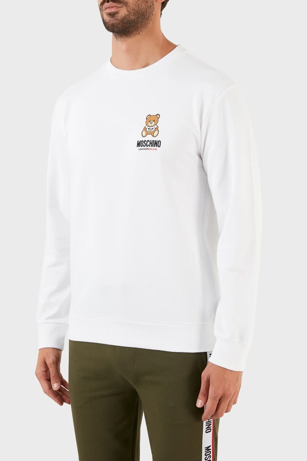 Moschino Logolu Regular Fit Bisiklet Yaka Pamuklu Erkek Sweat A1719 8102 0001 BEYAZ - 3