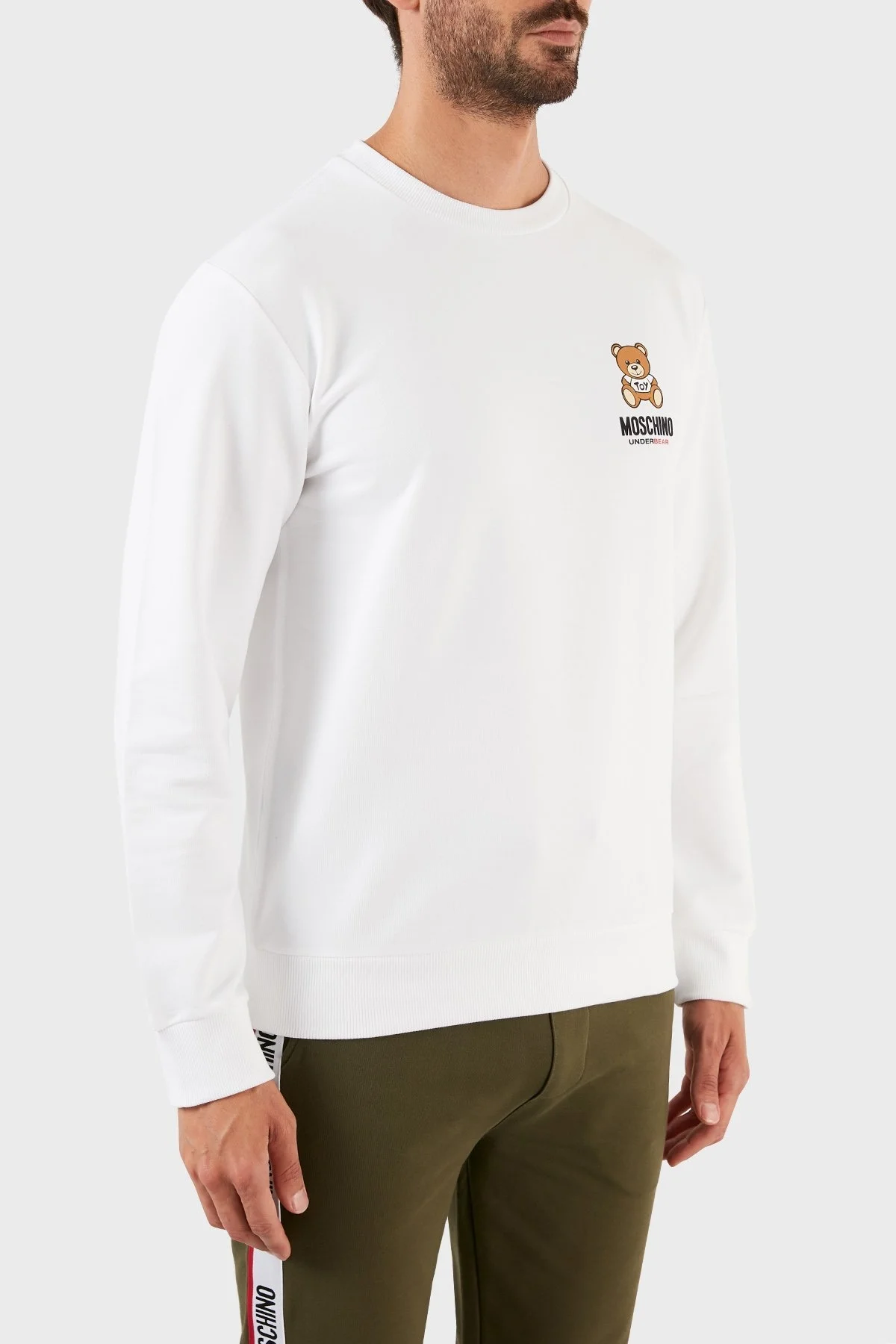 Moschino Logolu Regular Fit Bisiklet Yaka Pamuklu Erkek Sweat A1719 8102 0001 BEYAZ - 4