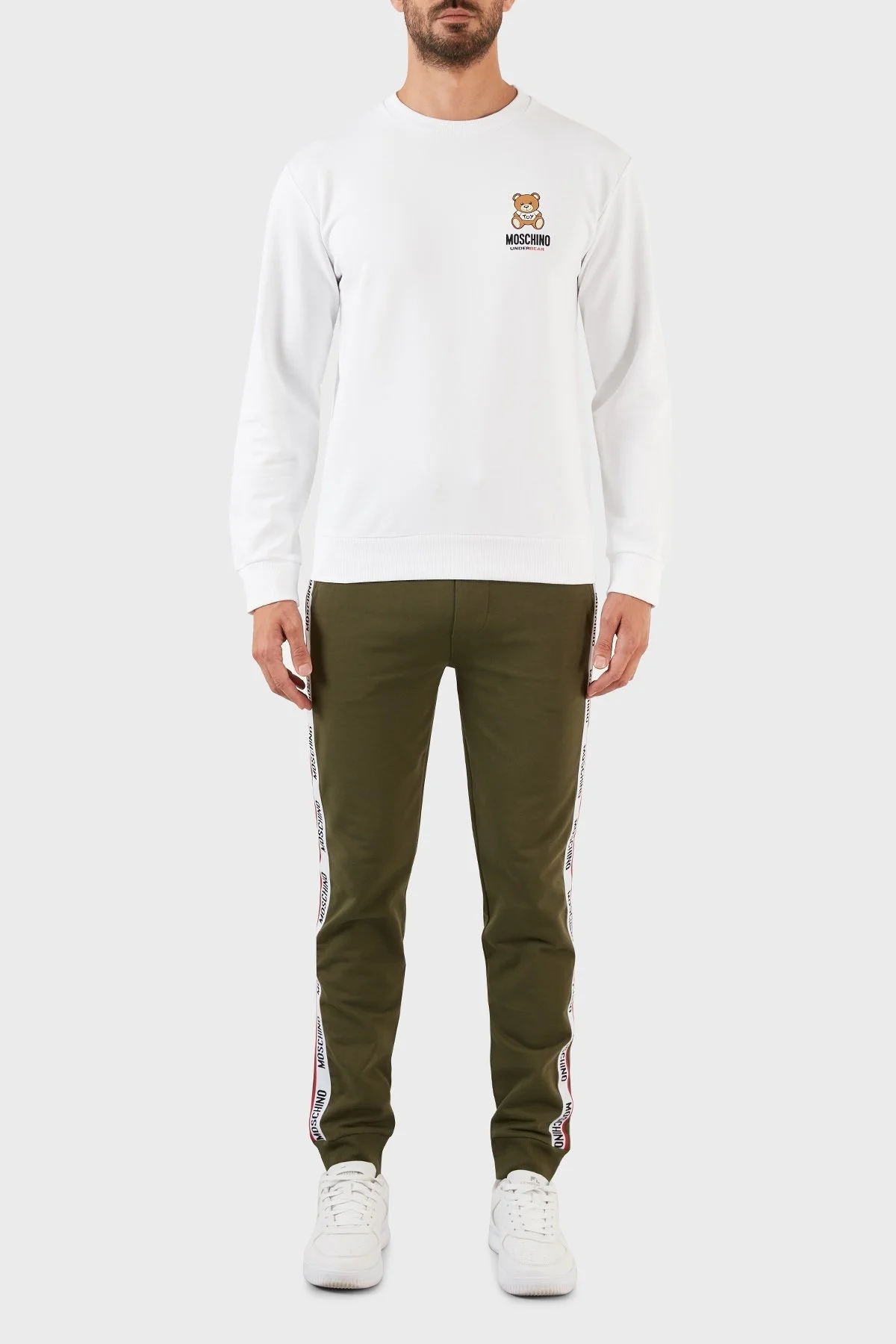 Moschino Logolu Regular Fit Bisiklet Yaka Pamuklu Erkek Sweat A1719 8102 0001 BEYAZ - 5