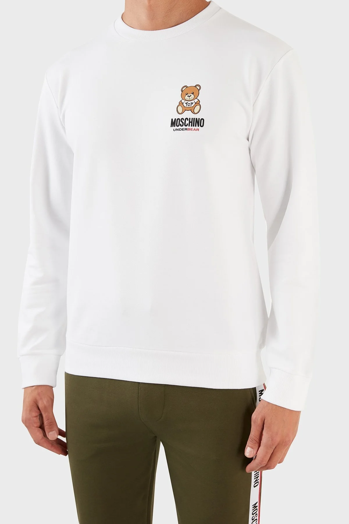 Moschino Logolu Regular Fit Bisiklet Yaka Pamuklu Erkek Sweat A1719 8102 0001 BEYAZ - 6