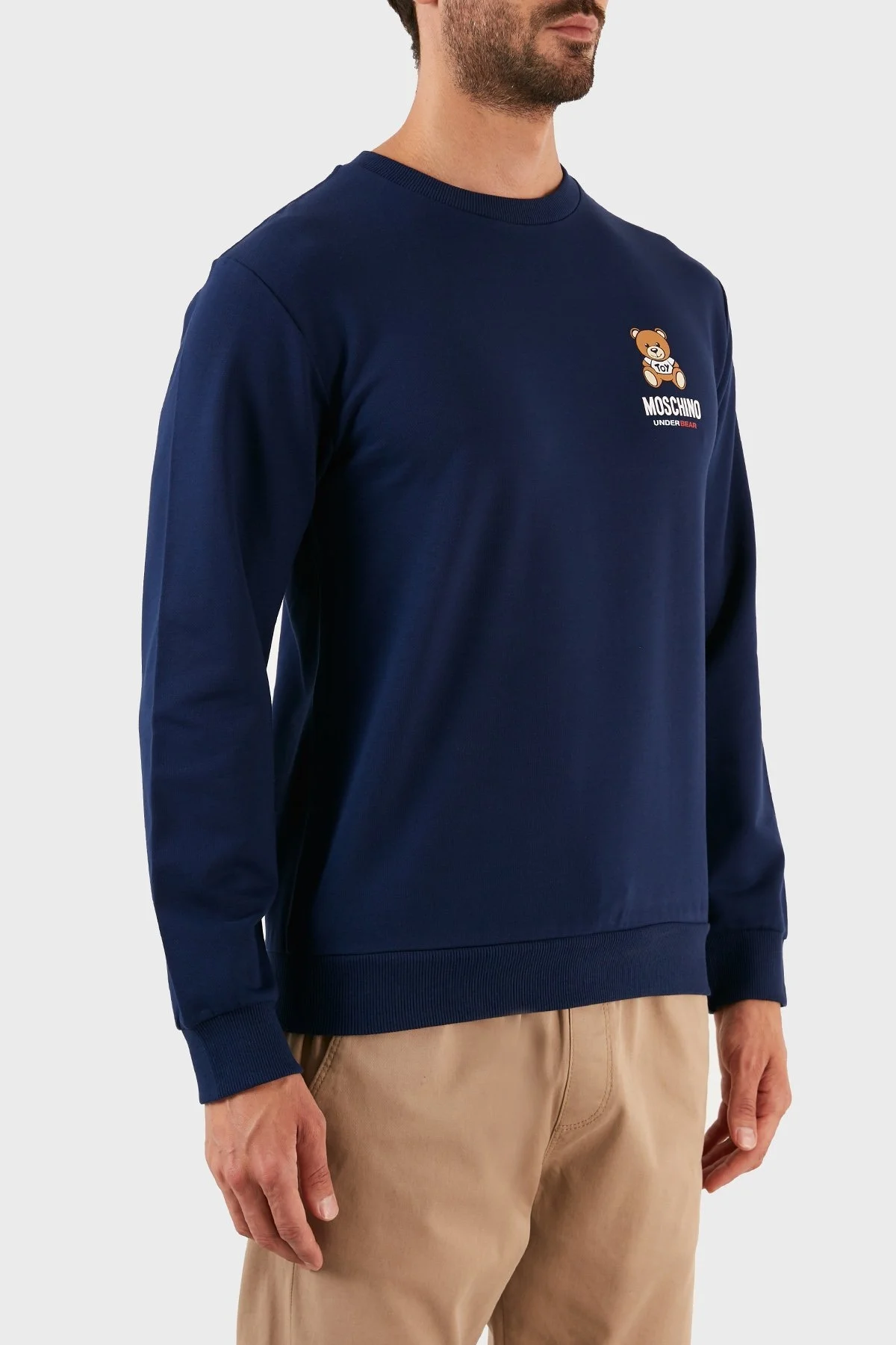 Moschino Logolu Regular Fit Bisiklet Yaka Pamuklu Erkek Sweat A1719 8102 0290 İNDİGO - 4