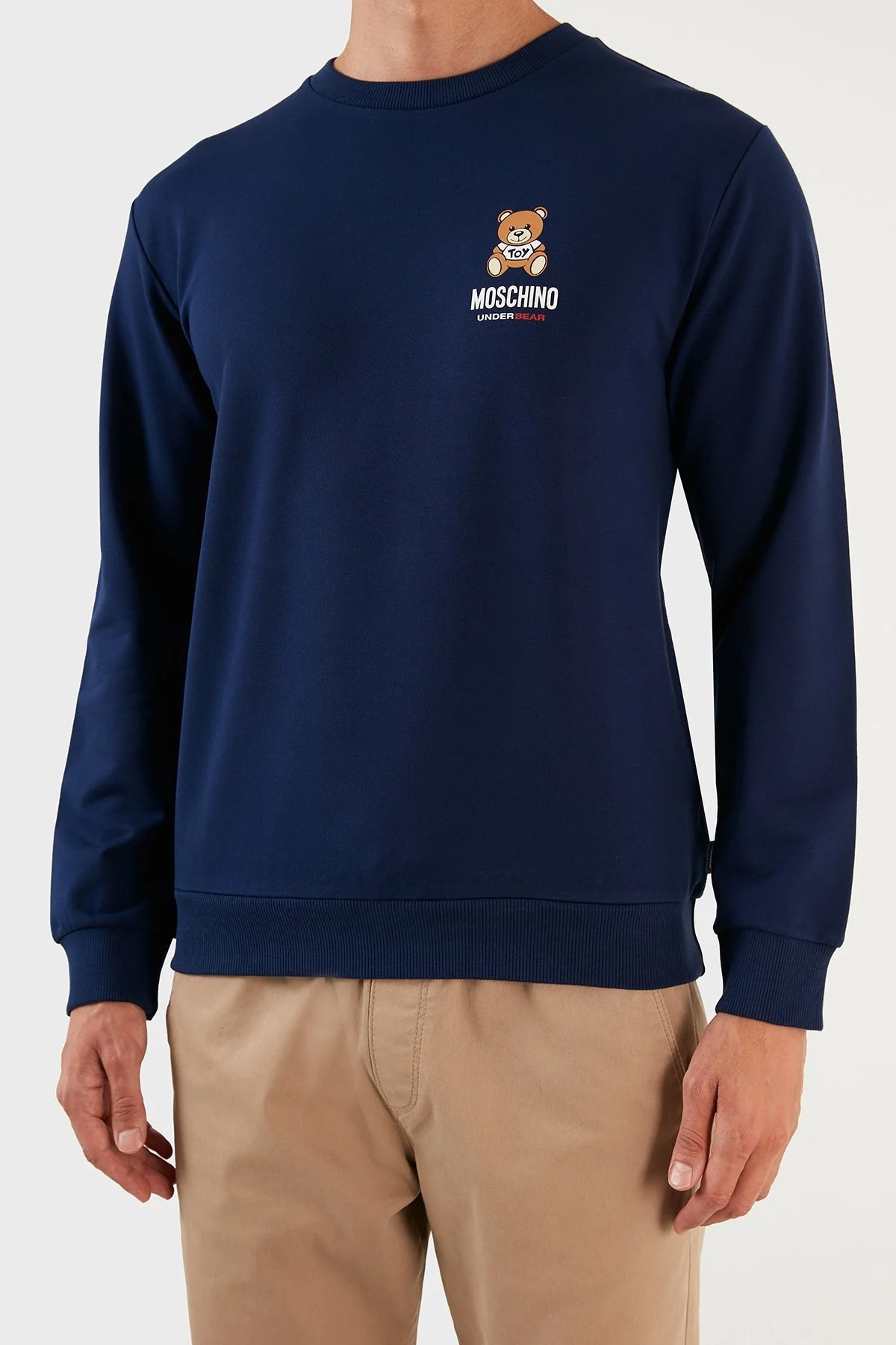 Moschino Logolu Regular Fit Bisiklet Yaka Pamuklu Erkek Sweat A1719 8102 0290 İNDİGO - 5