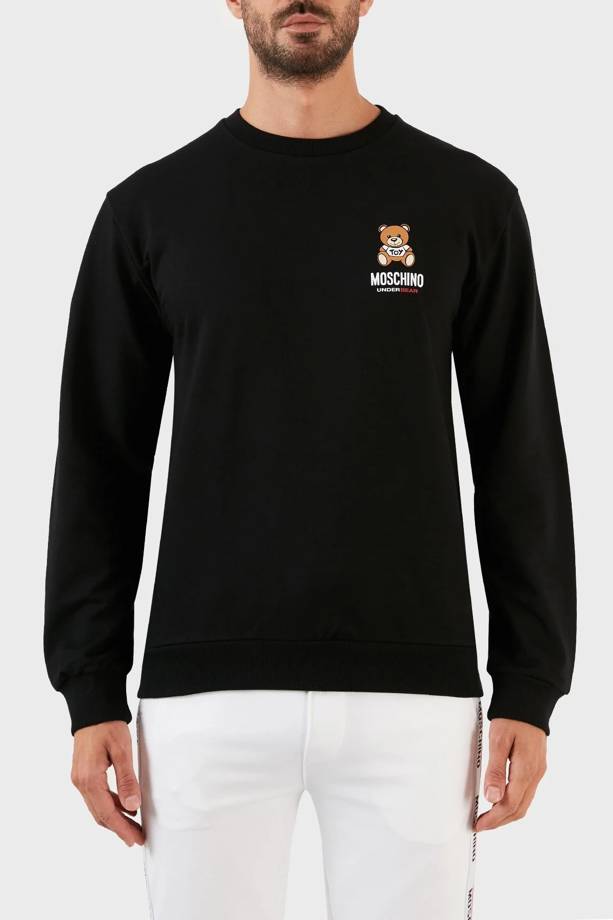 Moschino Logolu Regular Fit Bisiklet Yaka Pamuklu Erkek Sweat A1719 8102 0555 SİYAH - 1