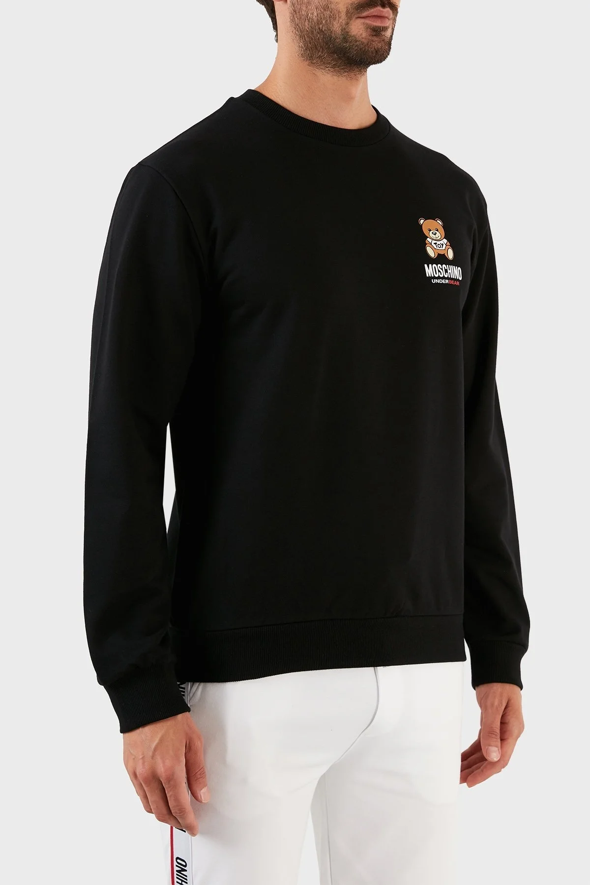 Moschino Logolu Regular Fit Bisiklet Yaka Pamuklu Erkek Sweat A1719 8102 0555 SİYAH - 4