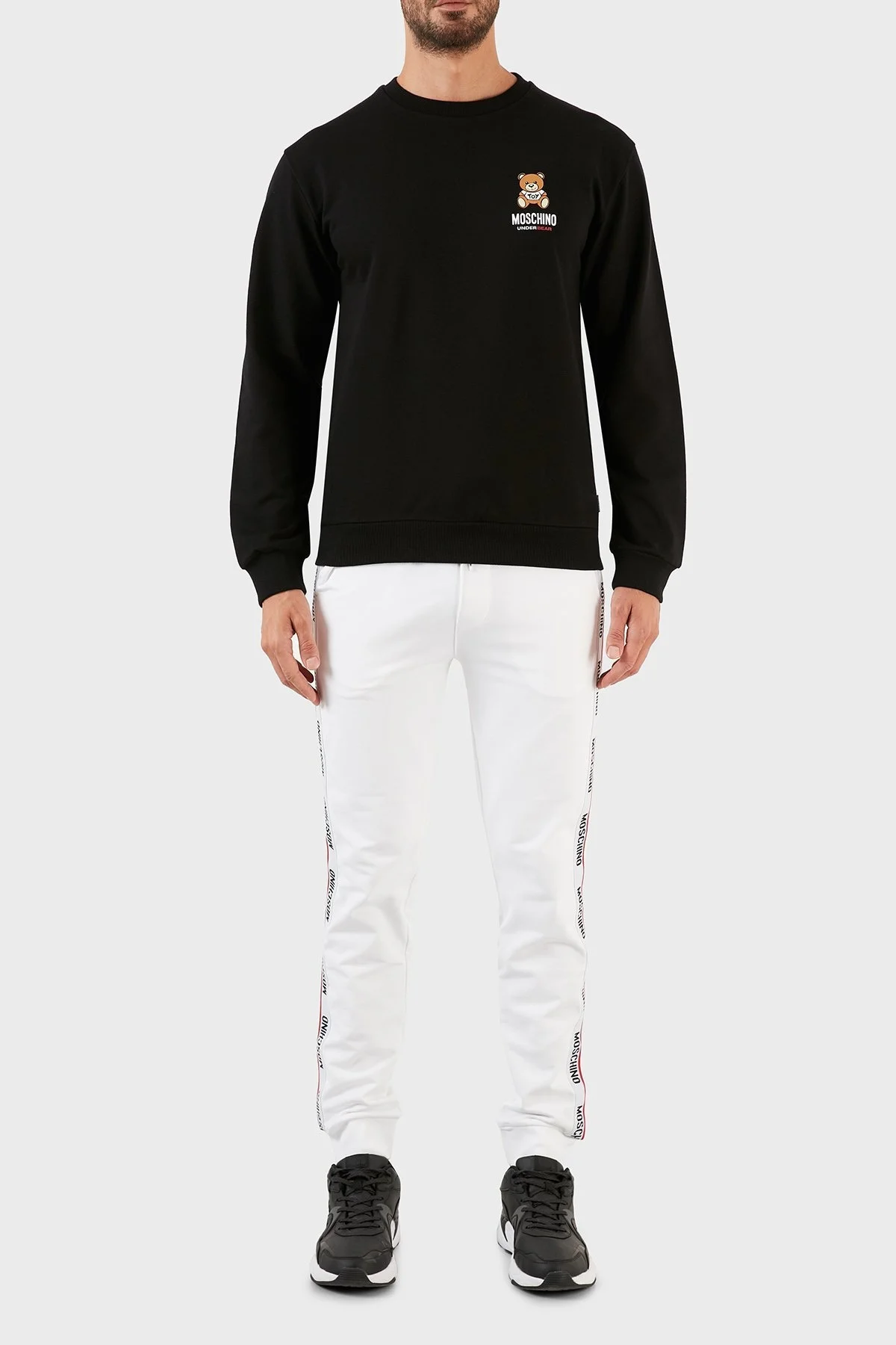 Moschino Logolu Regular Fit Bisiklet Yaka Pamuklu Erkek Sweat A1719 8102 0555 SİYAH - 5