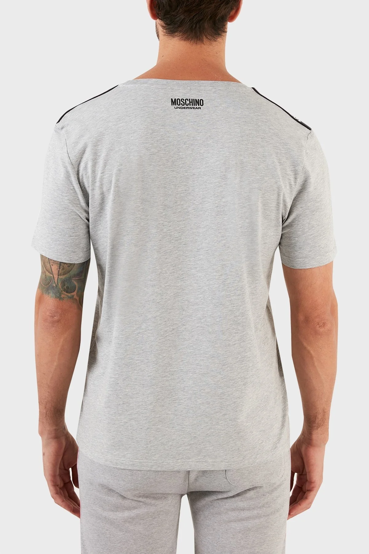 Moschino Logolu Regular Fit Bisiklet Yaka Pamuklu Erkek T Shirt A1921 8136 0489 GRİ - 2
