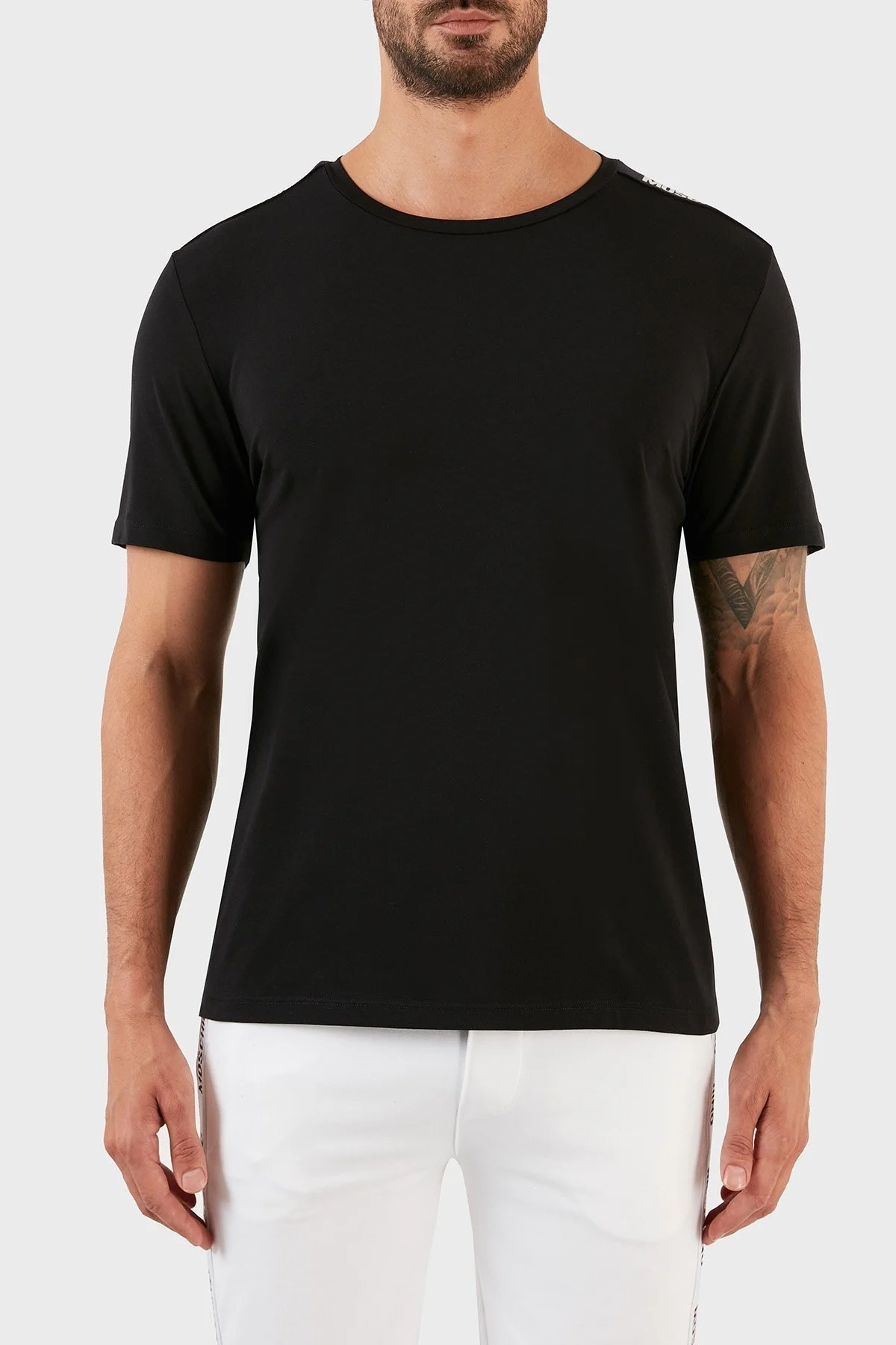 Moschino Logolu Regular Fit Bisiklet Yaka Pamuklu Erkek T Shirt A1921 8136 0555 SİYAH - 1