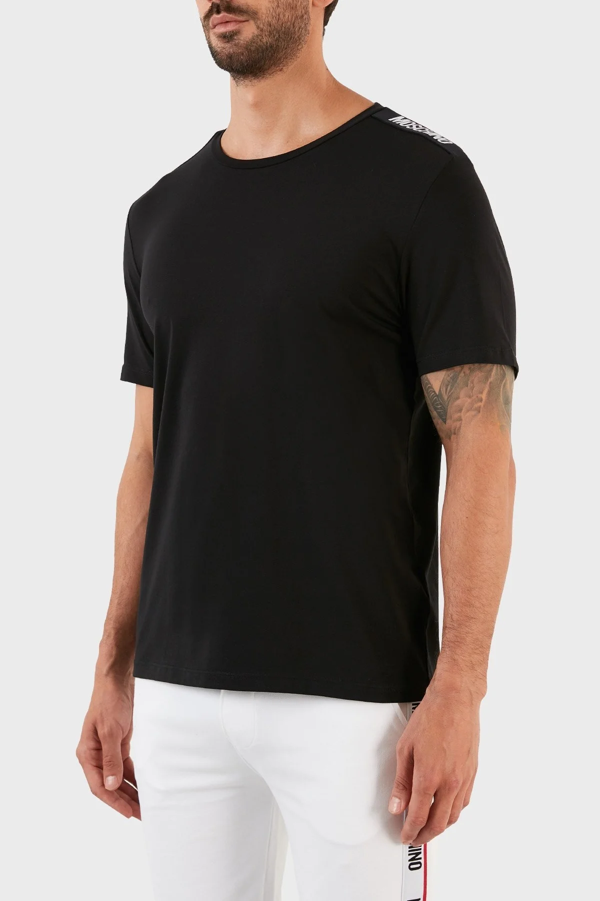 Moschino Logolu Regular Fit Bisiklet Yaka Pamuklu Erkek T Shirt A1921 8136 0555 SİYAH - 3