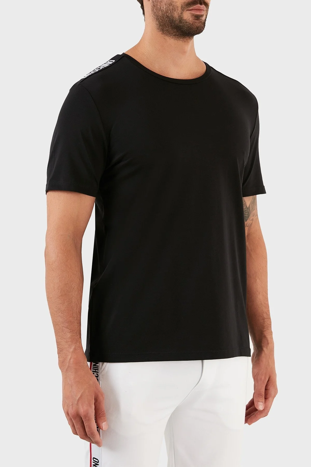 Moschino Logolu Regular Fit Bisiklet Yaka Pamuklu Erkek T Shirt A1921 8136 0555 SİYAH - 4