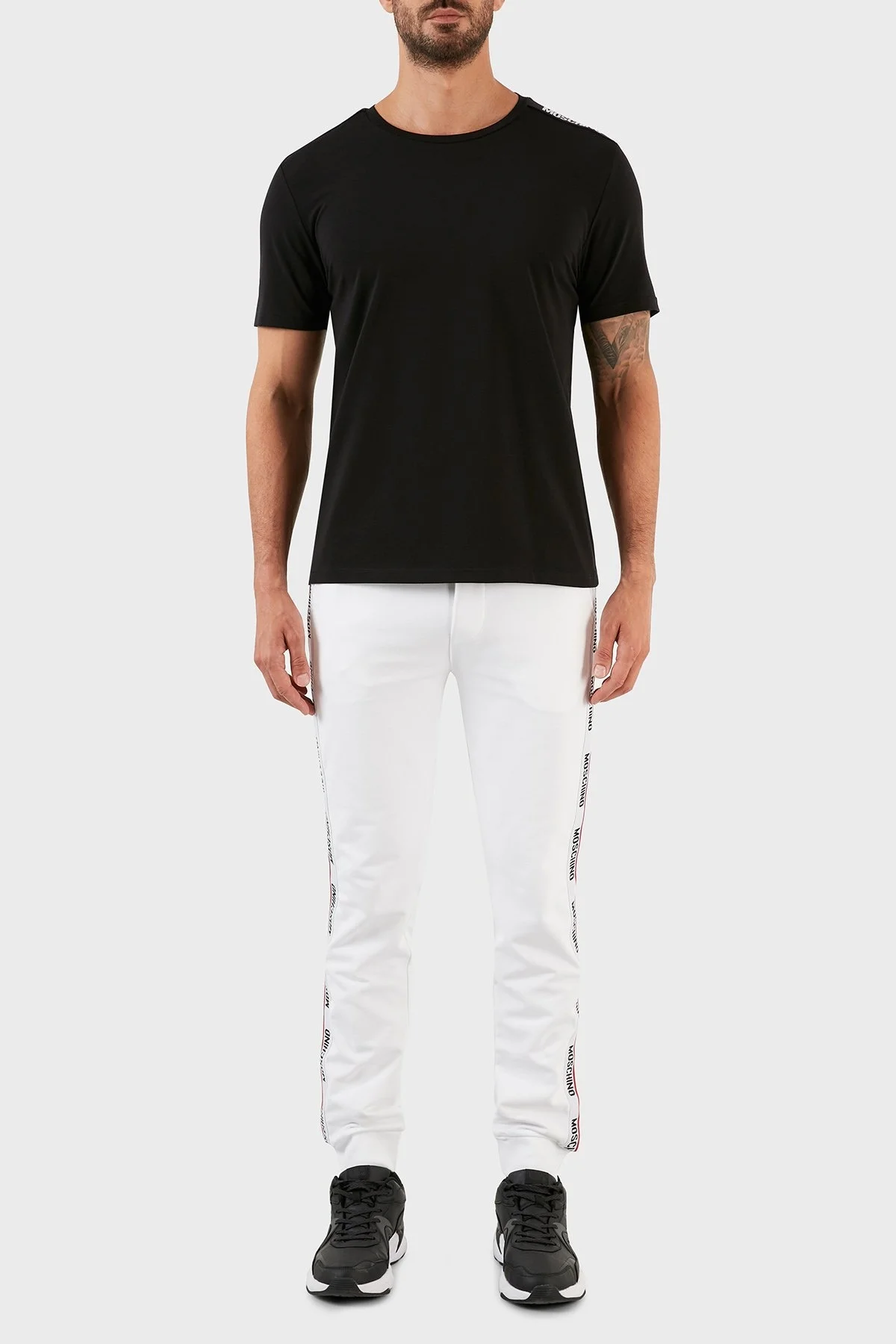 Moschino Logolu Regular Fit Bisiklet Yaka Pamuklu Erkek T Shirt A1921 8136 0555 SİYAH - 5