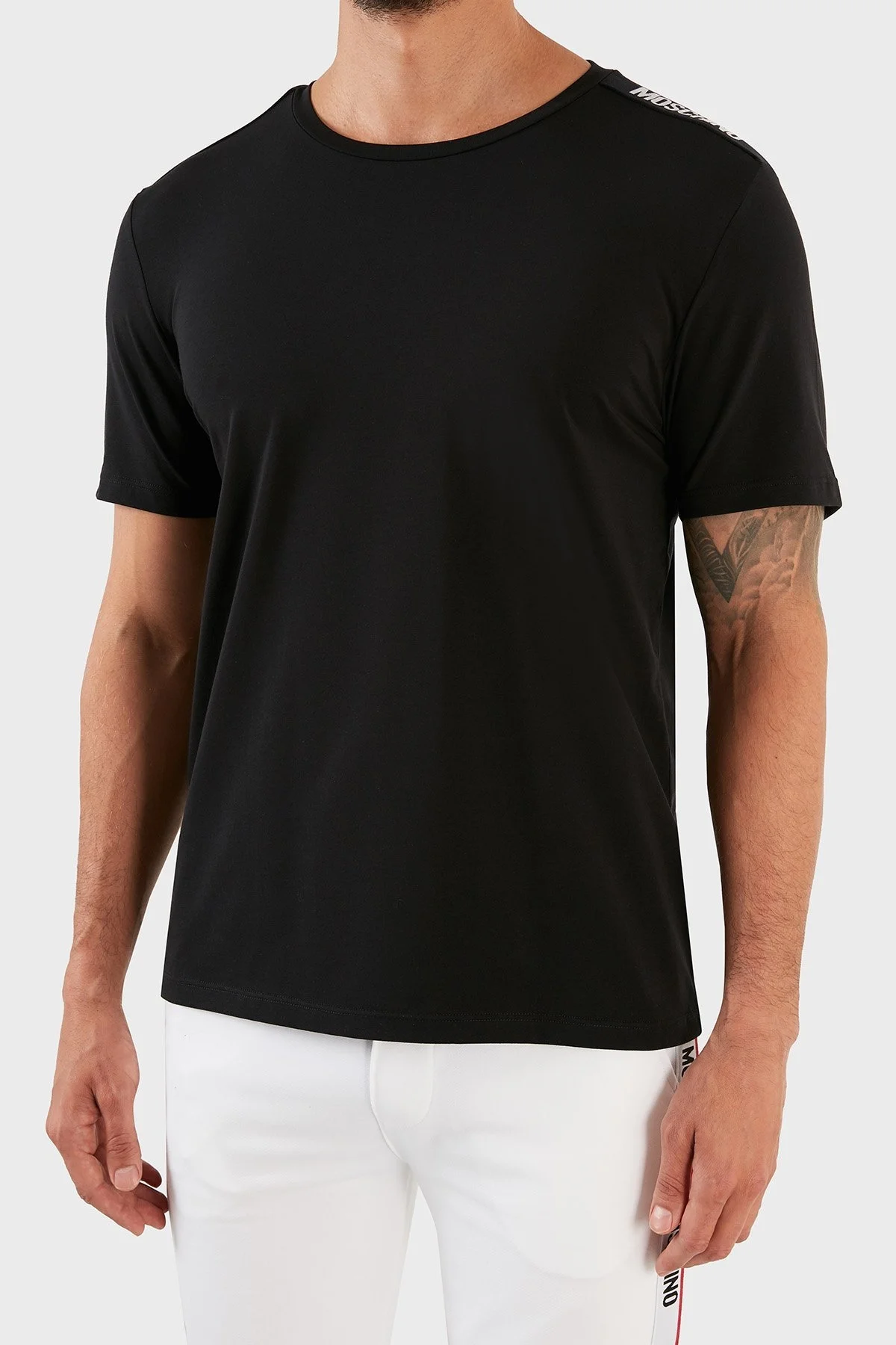 Moschino Logolu Regular Fit Bisiklet Yaka Pamuklu Erkek T Shirt A1921 8136 0555 SİYAH - 6