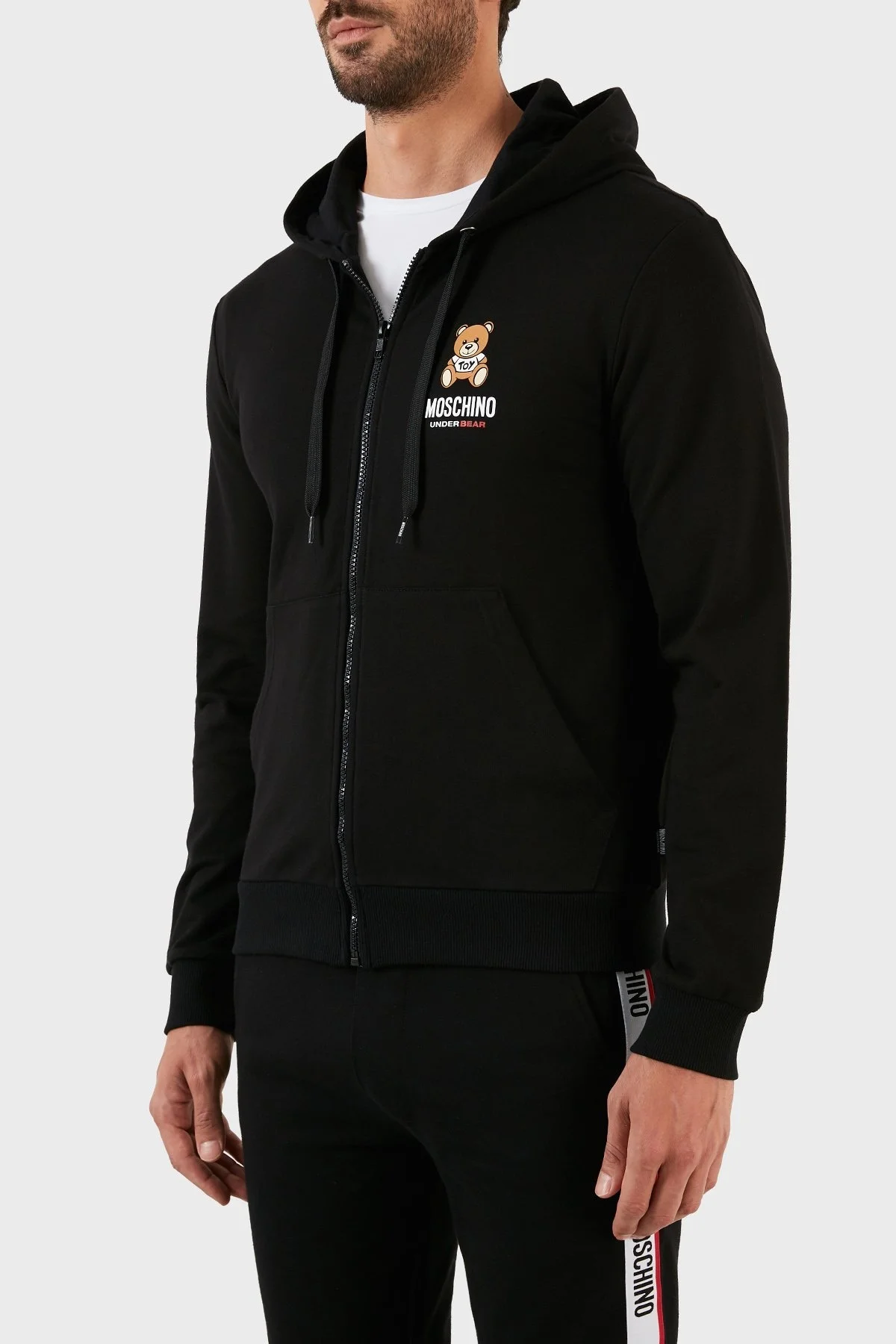 Moschino Logolu Regular Fit Kapüşonlu Fermuarlı Pamuklu Erkek Sweat A1722 8102 0555 SİYAH - 2