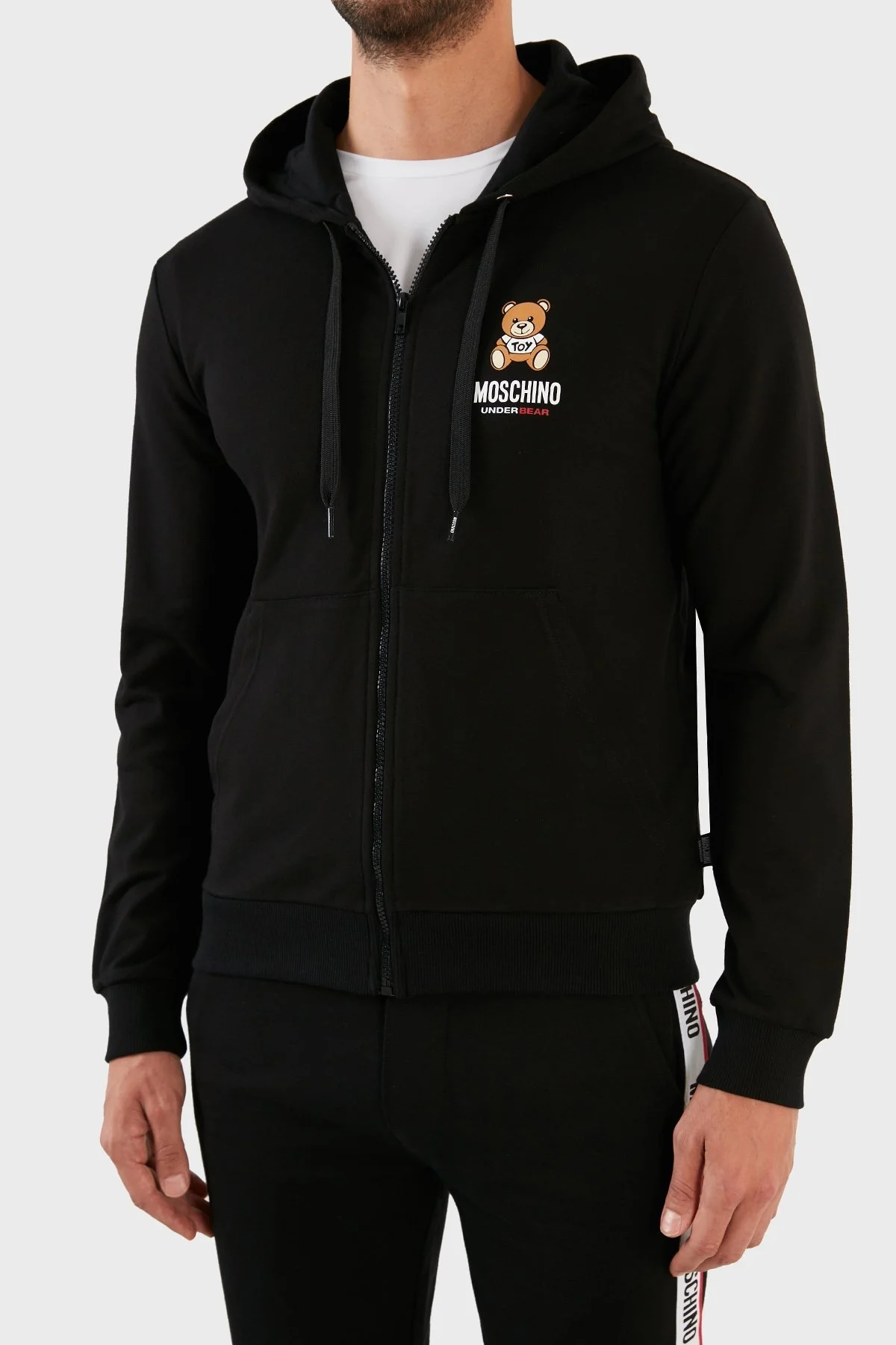 Moschino Logolu Regular Fit Kapüşonlu Fermuarlı Pamuklu Erkek Sweat A1722 8102 0555 SİYAH - 6