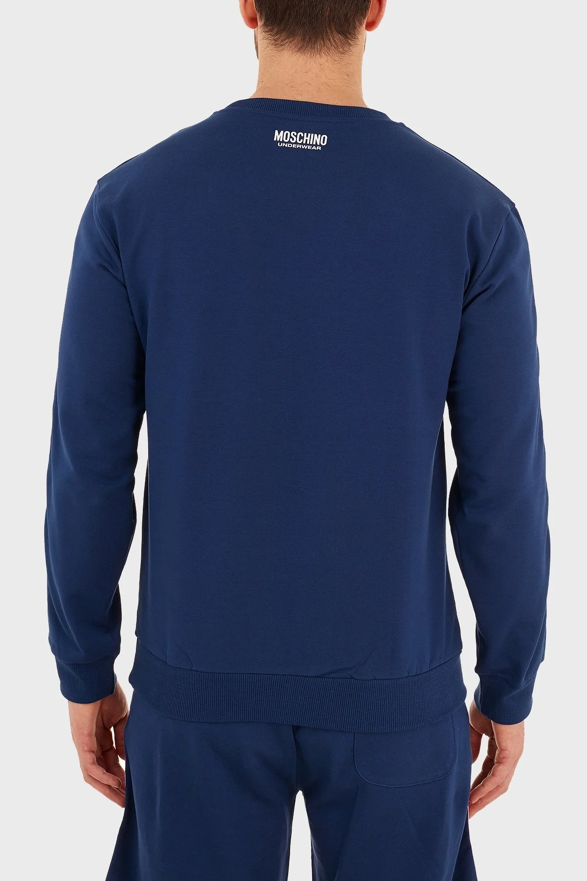 Moschino Regular Fit Logo Bantlı Bisiklet Yaka Pamuklu Erkek Sweat A1706 8102 0290 İNDİGO - 2