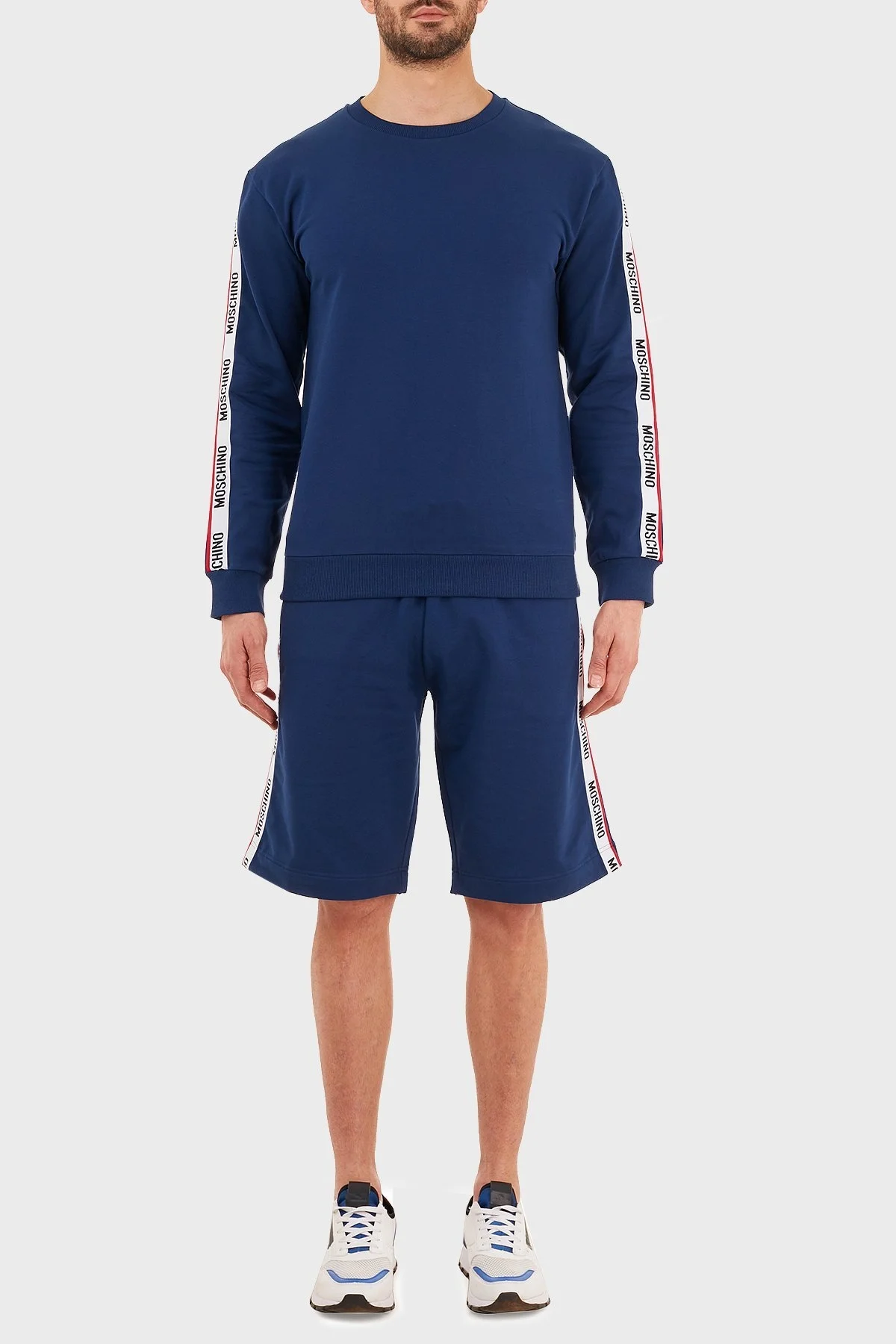 Moschino Regular Fit Logo Bantlı Bisiklet Yaka Pamuklu Erkek Sweat A1706 8102 0290 İNDİGO - 5