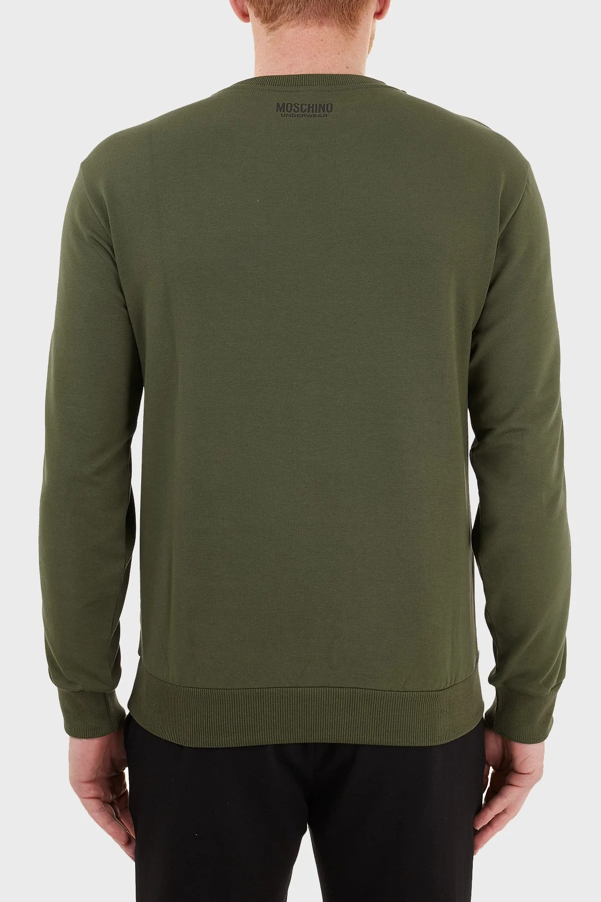 Moschino Regular Fit Logo Bantlı Bisiklet Yaka Pamuklu Erkek Sweat A1706 8102 0430 HAKİ - 2