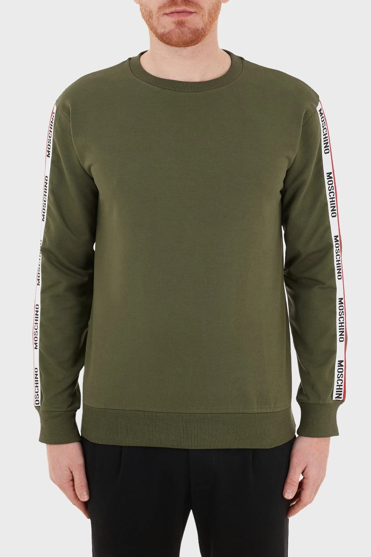 Moschino Regular Fit Logo Bantlı Bisiklet Yaka Pamuklu Erkek Sweat A1706 8102 0430 HAKİ - 6