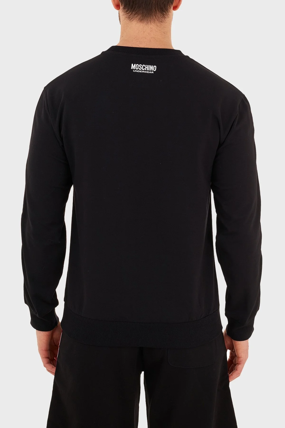 Moschino Regular Fit Logo Bantlı Bisiklet Yaka Pamuklu Erkek Sweat A1706 8102 0555 SİYAH - 2