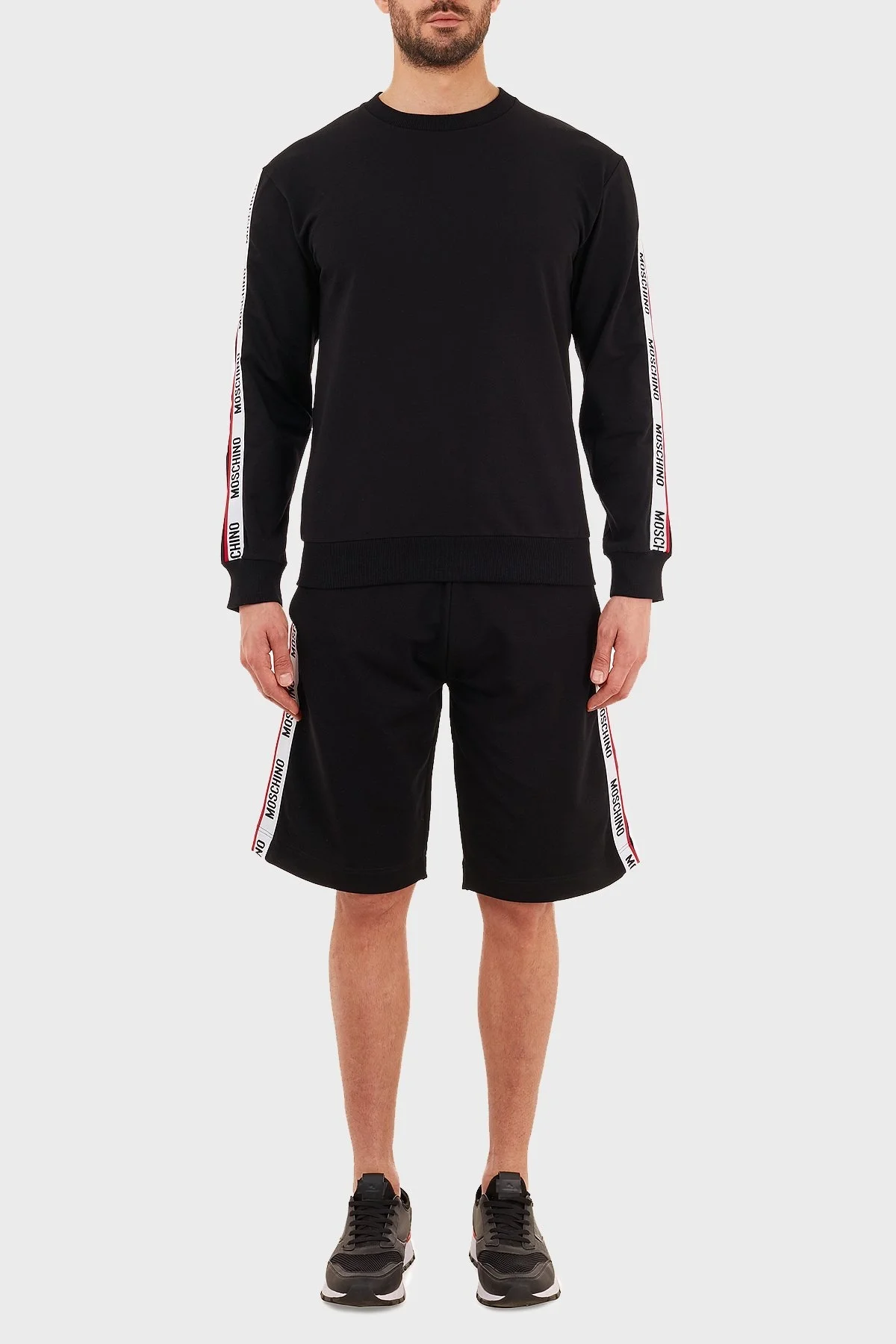 Moschino Regular Fit Logo Bantlı Bisiklet Yaka Pamuklu Erkek Sweat A1706 8102 0555 SİYAH - 5