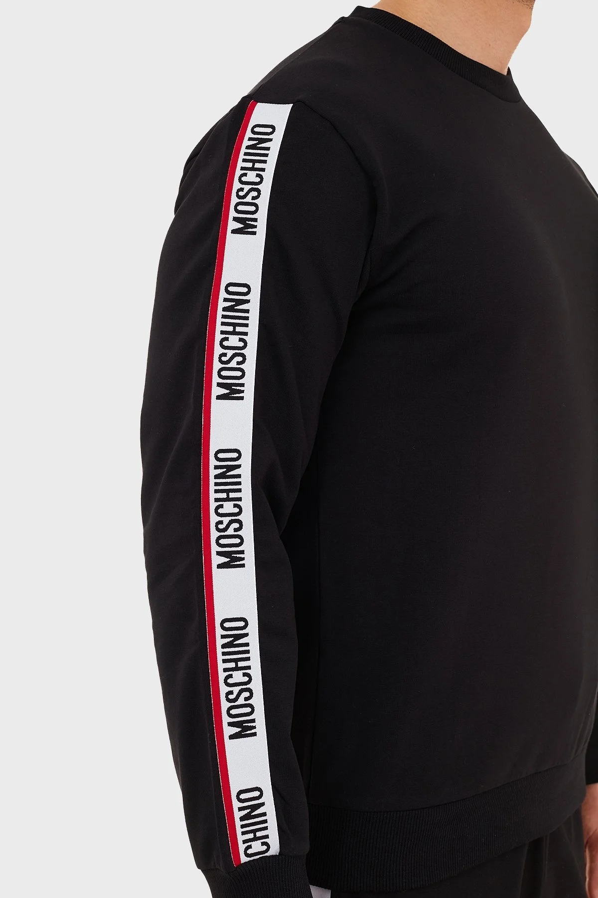 Moschino Regular Fit Logo Bantlı Bisiklet Yaka Pamuklu Erkek Sweat A1706 8102 0555 SİYAH - 6