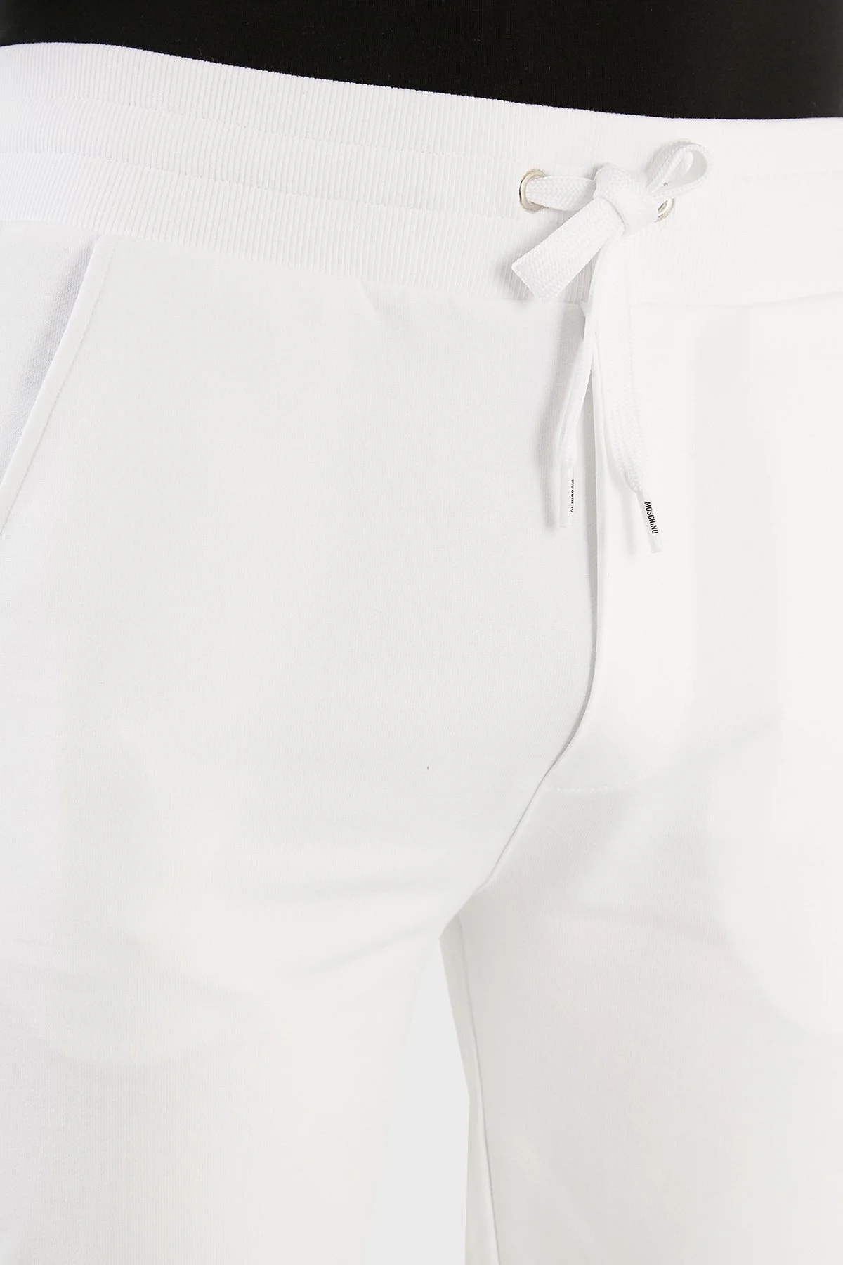 Moschino Şerit Logolu Regular Fit Belden Bağlamalı Cepli Pamuklu Jogger Erkek Pantolon A4333 8102 0001 BEYAZ - 6
