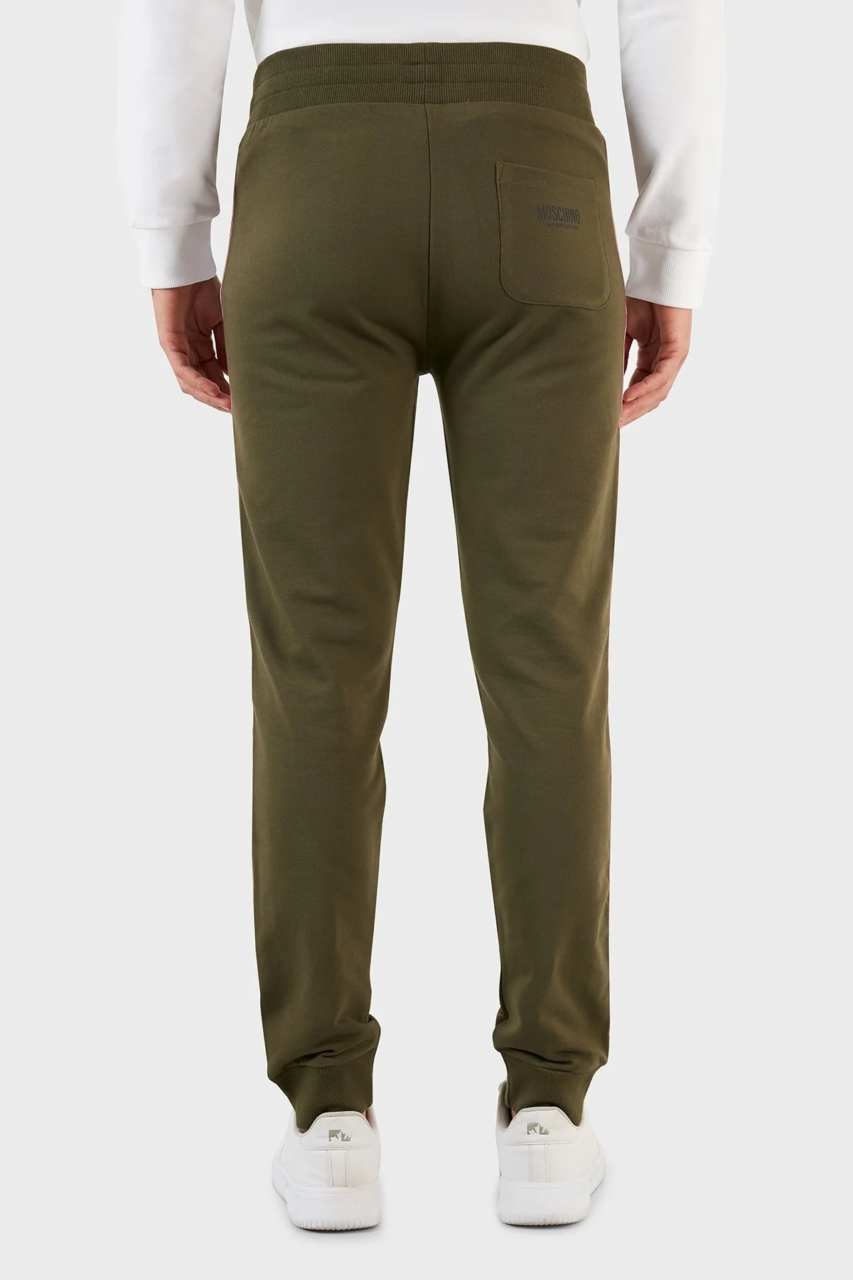 Moschino Şerit Logolu Regular Fit Belden Bağlamalı Cepli Pamuklu Jogger Erkek Pantolon A4333 8102 0430 HAKİ - 5