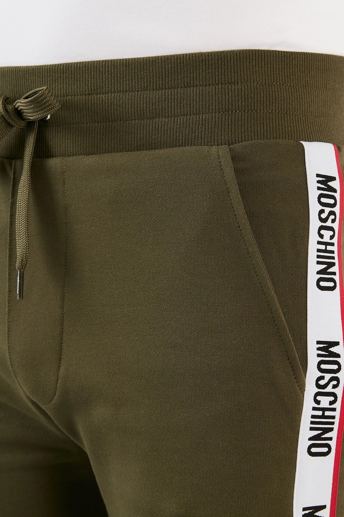 Moschino Şerit Logolu Regular Fit Belden Bağlamalı Cepli Pamuklu Jogger Erkek Pantolon A4333 8102 0430 HAKİ - 6