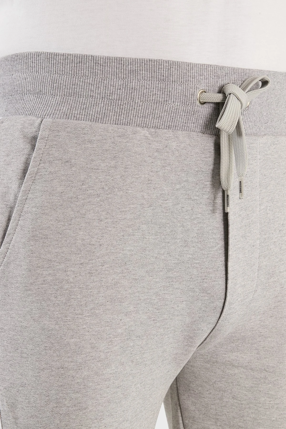 Moschino Şerit Logolu Regular Fit Belden Bağlamalı Cepli Pamuklu Jogger Erkek Pantolon A4333 8102 0489 GRİ - 6