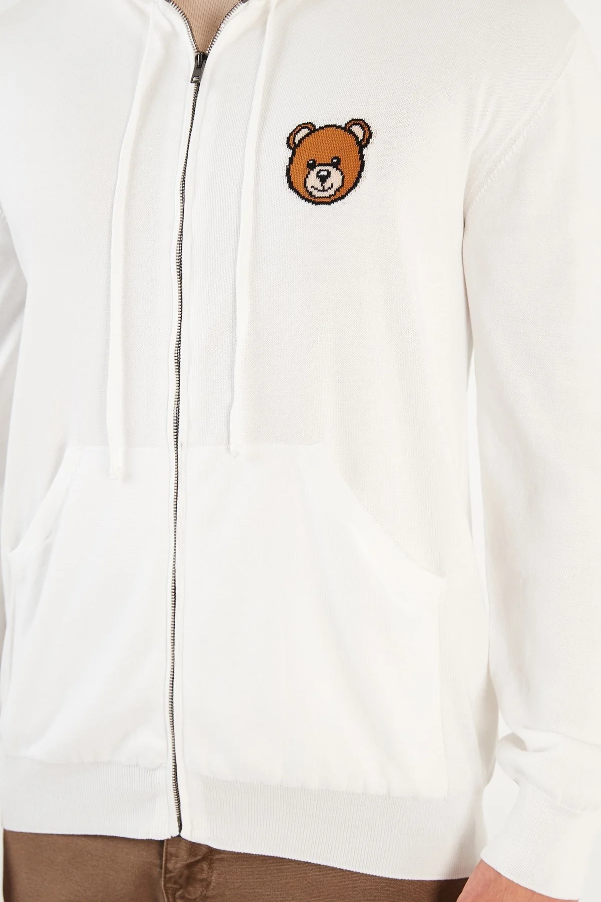 Moschino Logo Baskılı Kapüşonlu Cepli % 100 Pamuk Unisex Sweat ZPA0905 2002 0002 BEYAZ - 6