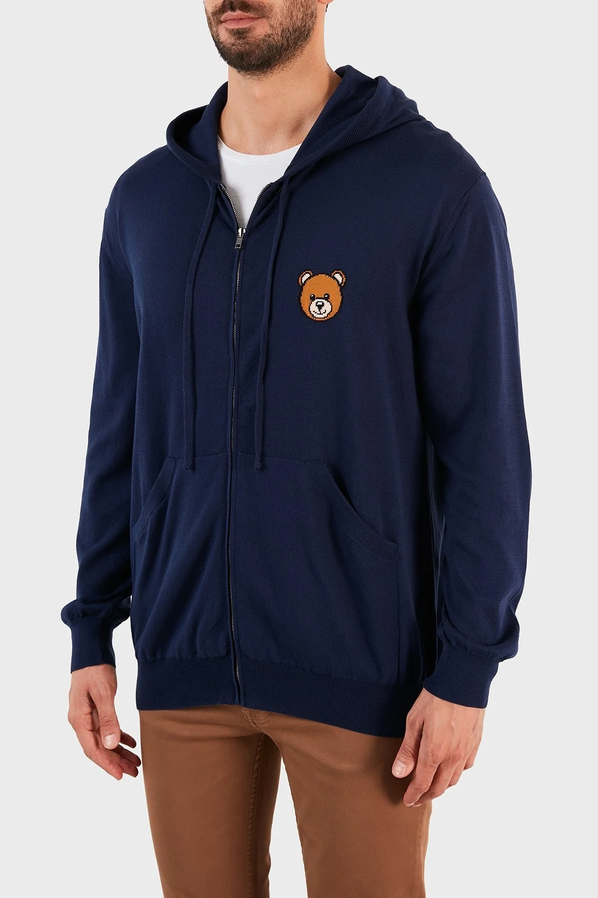 Moschino Logo Baskılı Kapüşonlu Cepli % 100 Pamuk Unisex Sweat ZPA0905 2002 0290 LACİVERT - 3