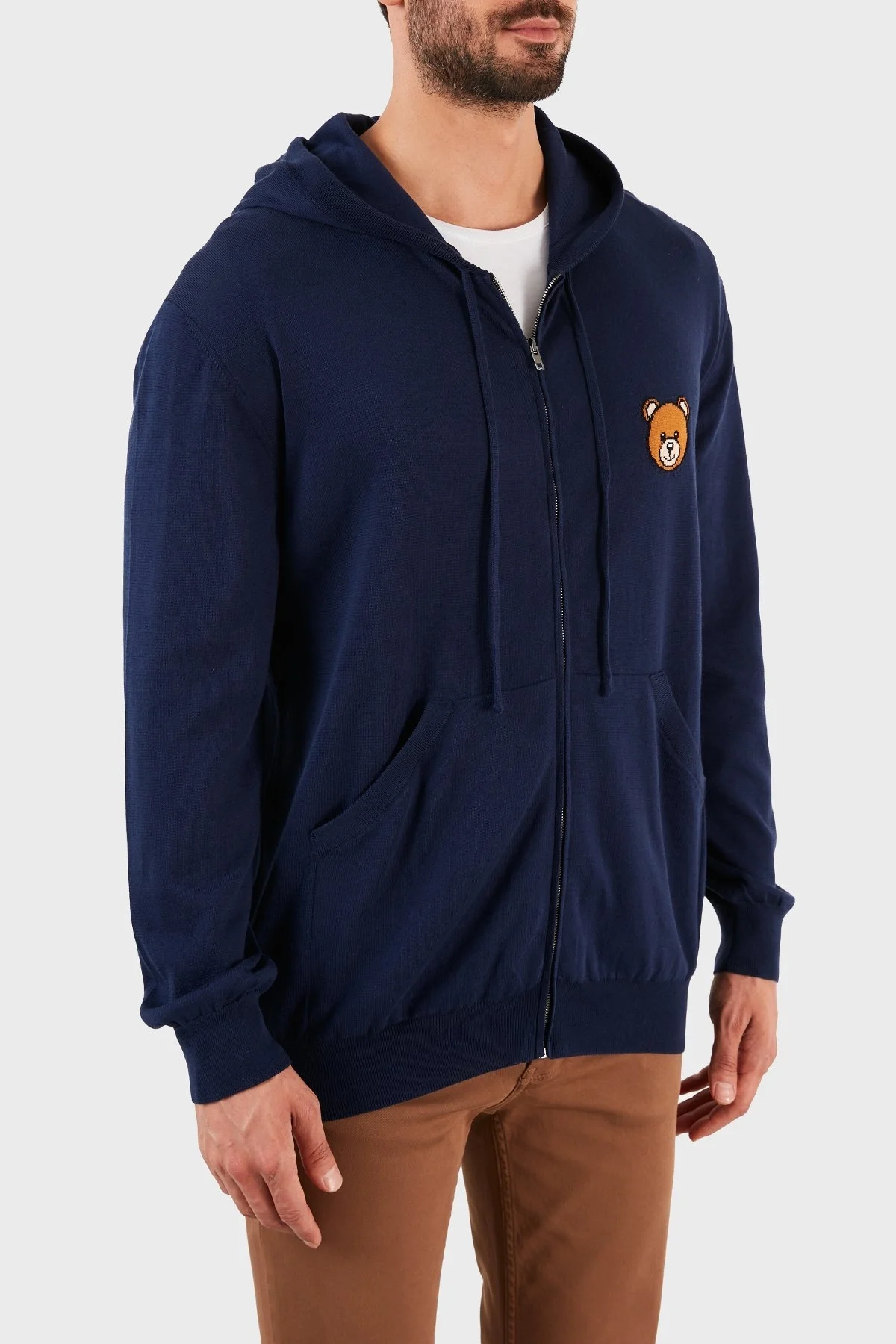 Moschino Logo Baskılı Kapüşonlu Cepli % 100 Pamuk Unisex Sweat ZPA0905 2002 0290 LACİVERT - 4