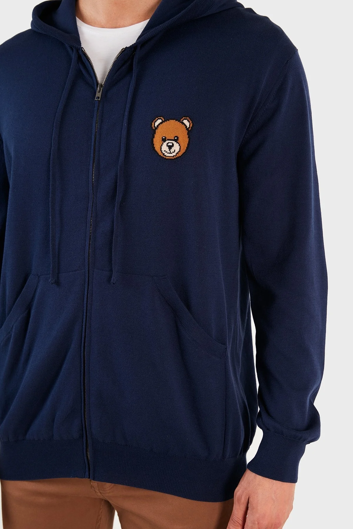 Moschino Logo Baskılı Kapüşonlu Cepli % 100 Pamuk Unisex Sweat ZPA0905 2002 0290 LACİVERT - 6