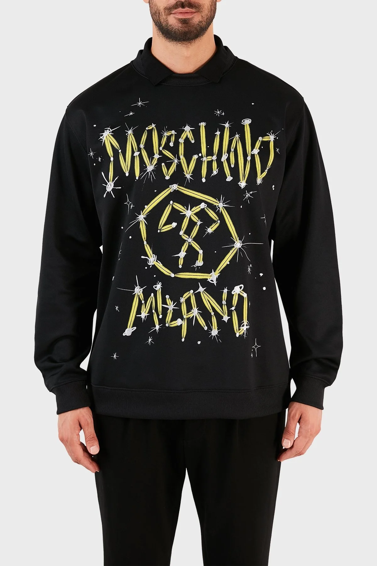 Moschino Baskılı Bisiklet Yaka Unisex Sweat ZPA1719 2029 1555 SİYAH - 1