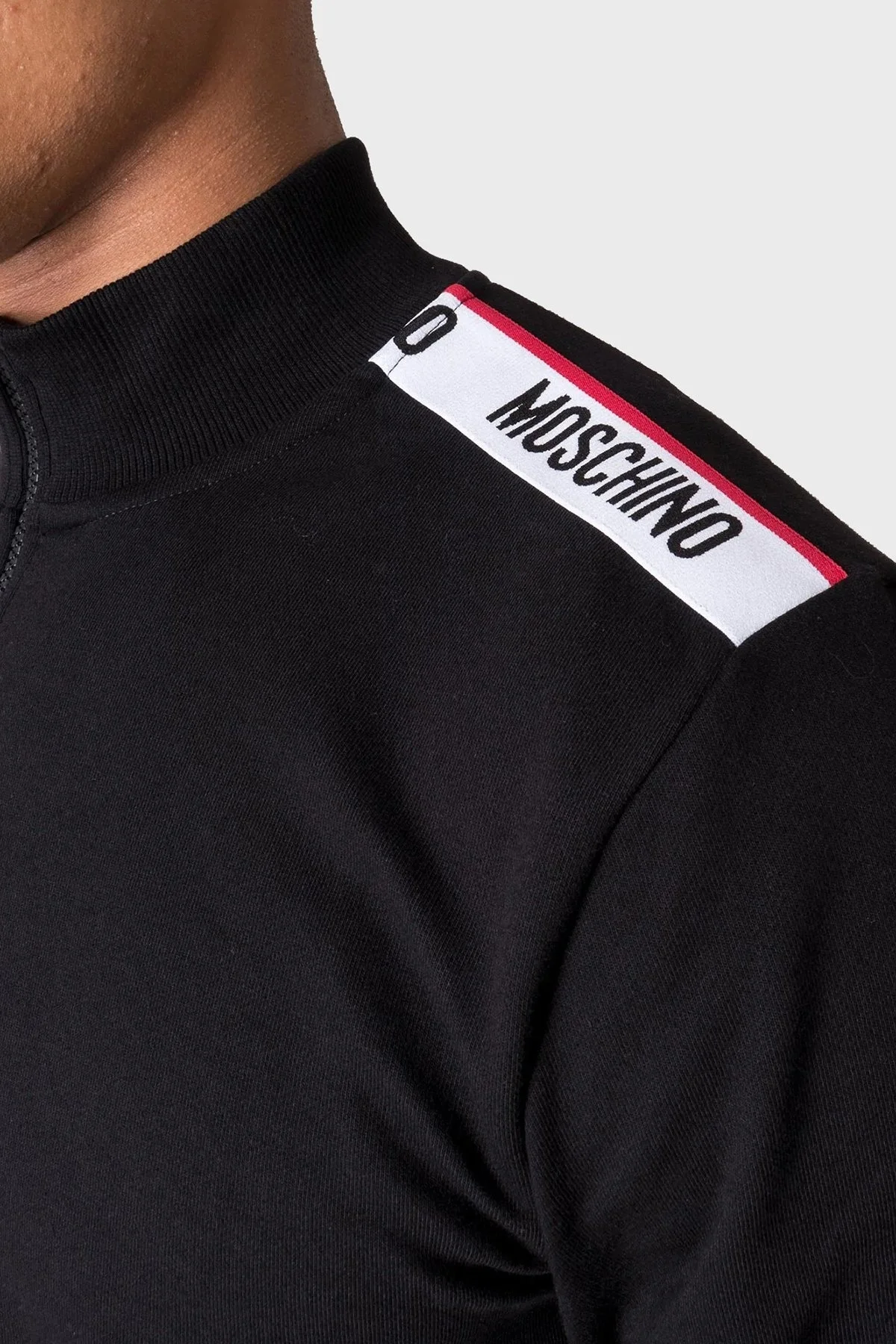 Moschino Yarım Fermuarlı Logo Bantlı Regular Fit Dik Yaka Pamuklu Erkek Sweat A1720 8102 0555 SİYAH - 3