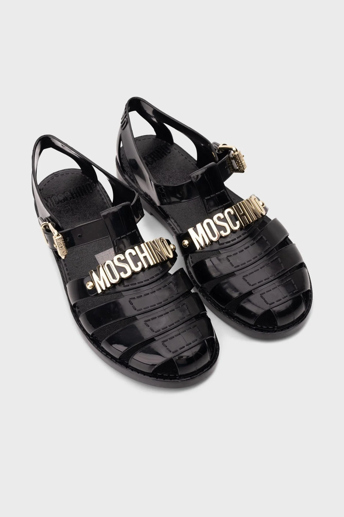 Moschino Yazı Logolu Pencereli Bayan Sandalet MA16501G1MM20 000 SİYAH - 8