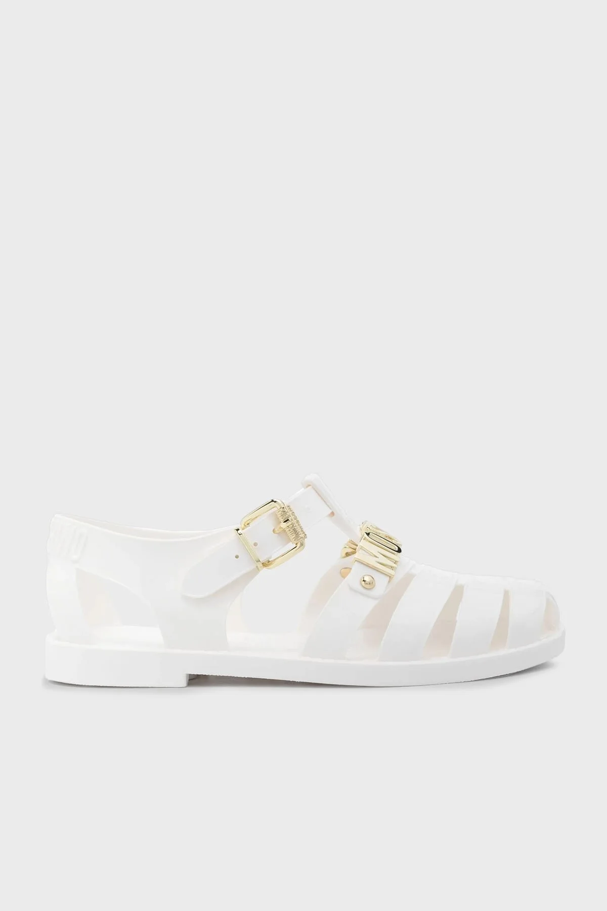 Moschino Yazı Logolu Pencereli Bayan Sandalet MA16501G1MM20100 BEYAZ - 5