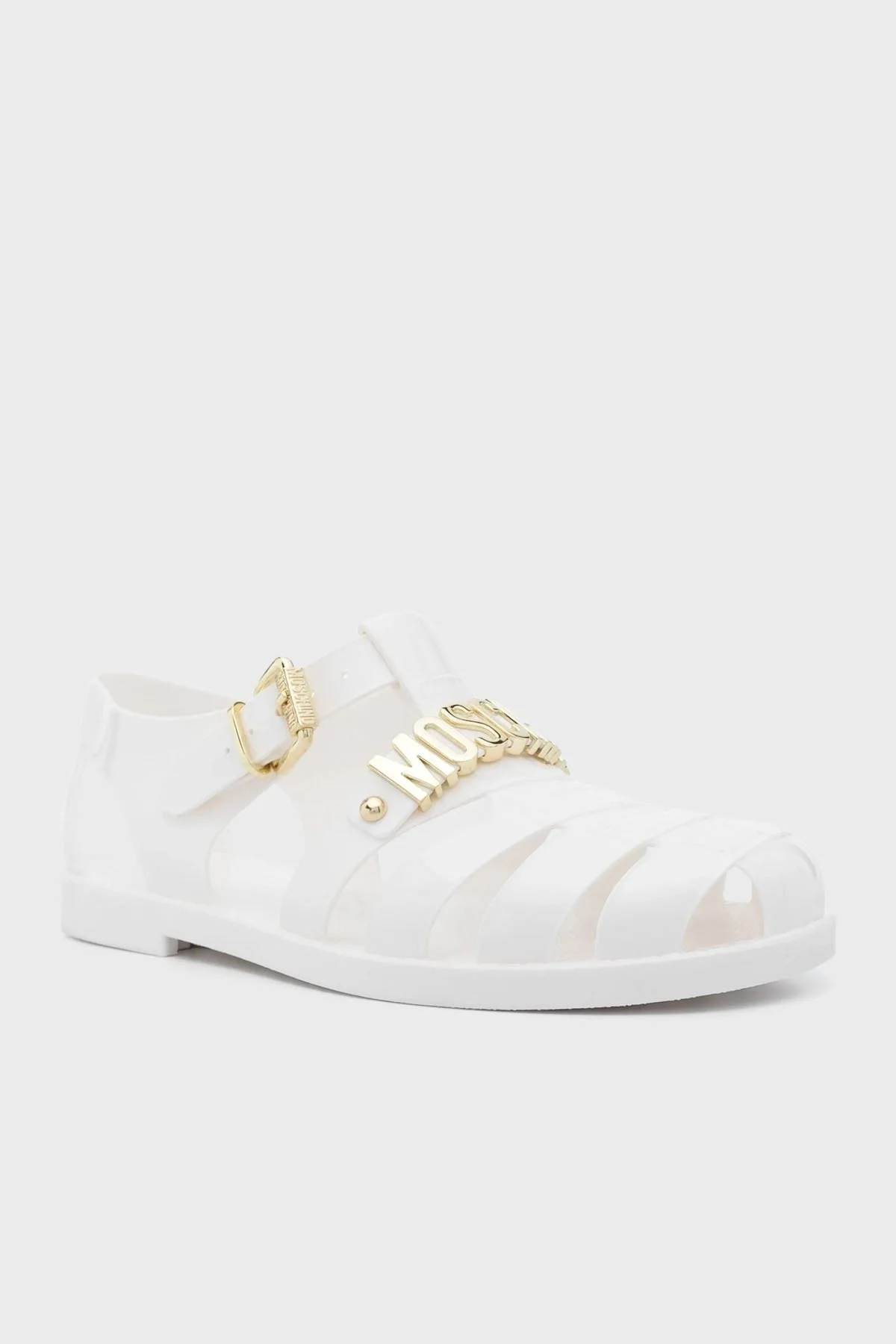 Moschino Yazı Logolu Pencereli Bayan Sandalet MA16501G1MM20100 BEYAZ - 6