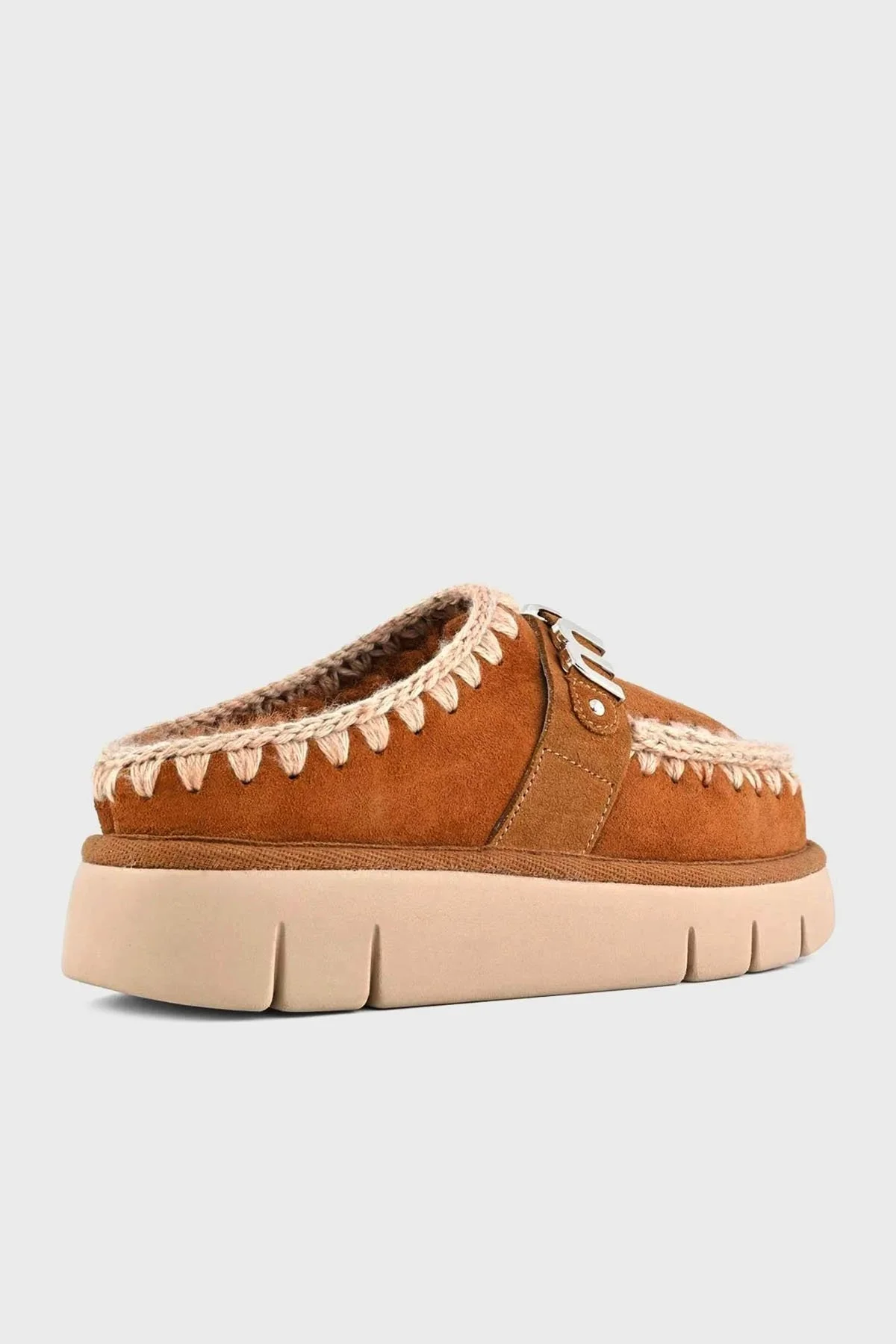 Mou Logolu Hakiki Deri Yumuşak Tüylü Dikiş Detaylı Kalın Tabanlı Eskimo Bayan Terlik MU.FW531001A COG TABA - 8