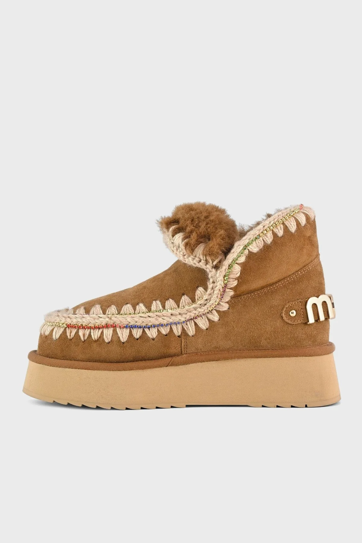 Mou Taşlı Logolu Süet Dikiş Detaylı Eskimo Platform Taban Bayan Bot MU.FW681002A COG TABA - 8