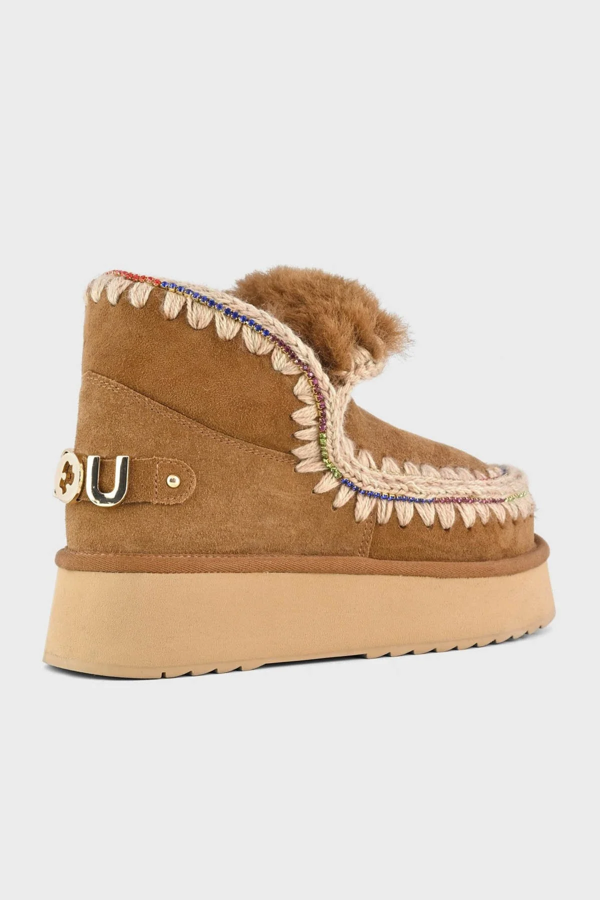 Mou Taşlı Logolu Süet Dikiş Detaylı Eskimo Platform Taban Bayan Bot MU.FW681002A COG TABA - 9