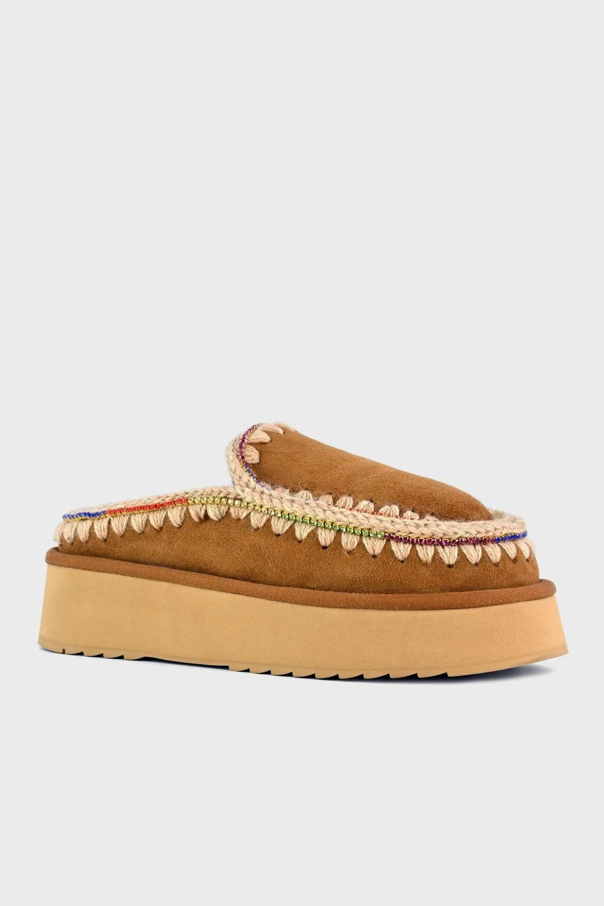 Mou Taşlı Süet Yumuşak Tüylü Eskimo Platform Taban Bayan Terlik MU.FW681001A COG TABA - 7