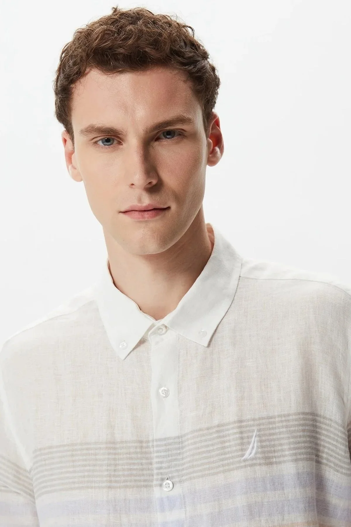 Nautica % 100 Keten Classic Fit Uzun Kollu Erkek Gömlek W35520T 1BW BEYAZ - 4