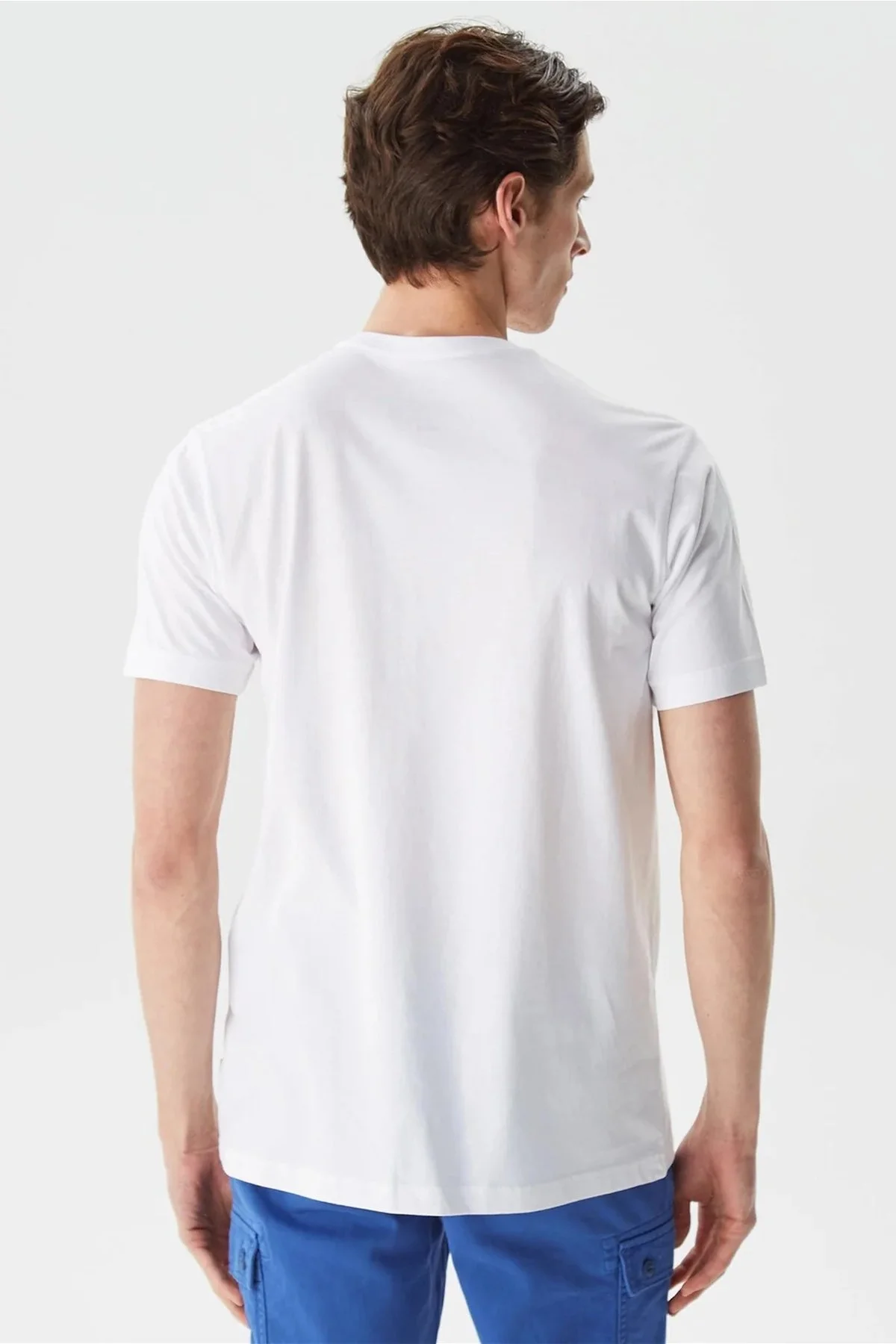 Nautica % 100 Pamıuk Logo Baskılı Bisiklet Yaka Standart Fit Erkek T Shirt V35531T 1BW BEYAZ - 4